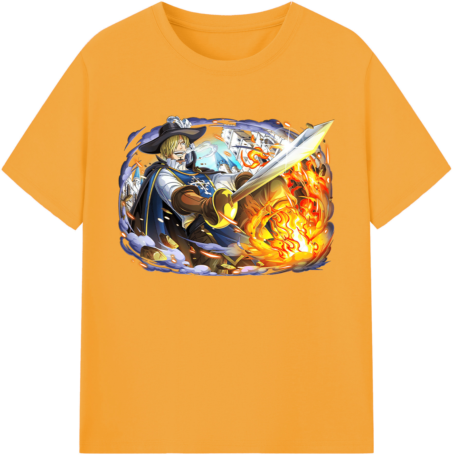 （画像用） ワンピース サンジ ONE PIECE Sanji 綿100％ メンズ半袖Tシャツ｜肌触りやわらか＆通気性