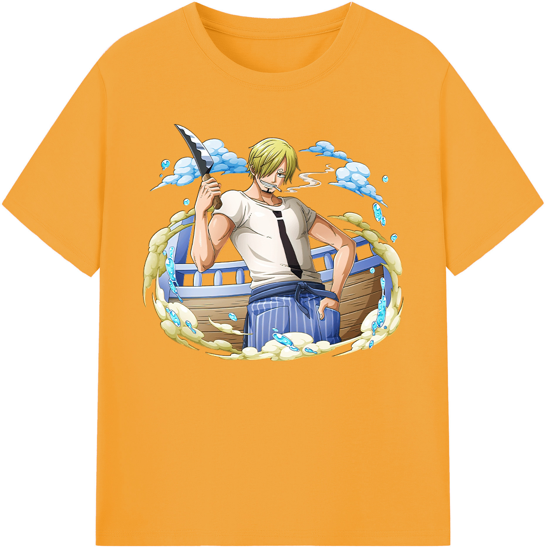 （画像用） ワンピース サンジ ONE PIECE Sanji 綿100％ メンズ半袖Tシャツ｜肌触りやわらか＆通気性