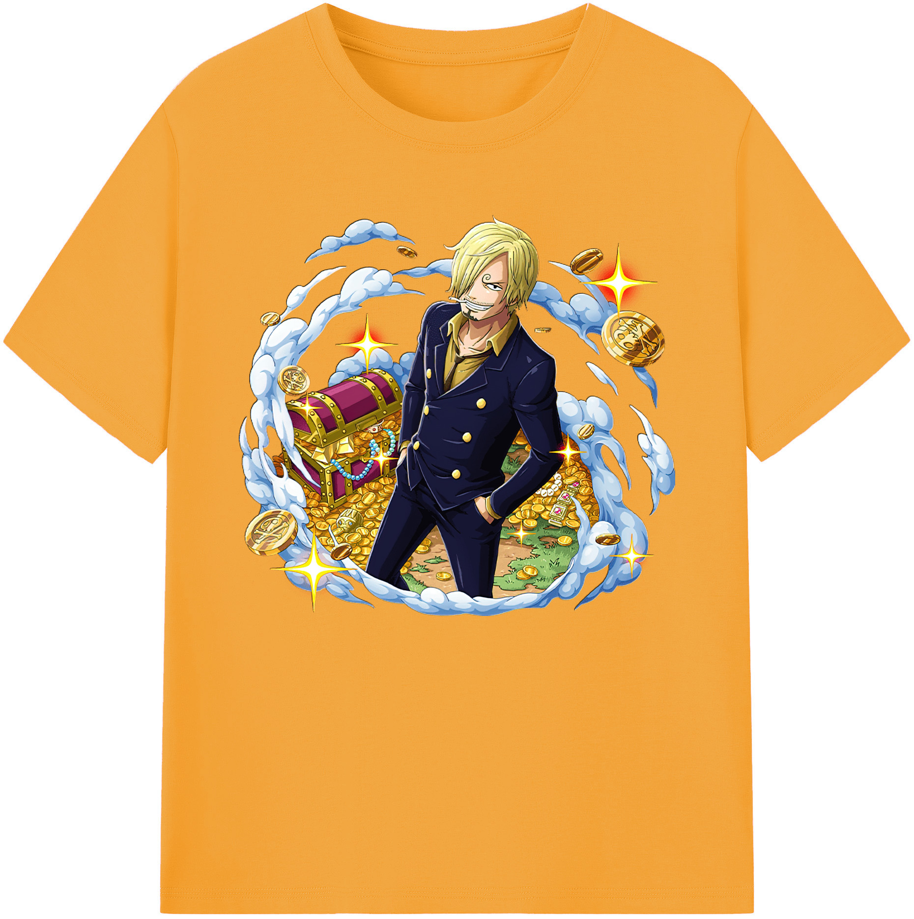 （画像用） ワンピース サンジ ONE PIECE Sanji 綿100％ メンズ半袖Tシャツ｜肌触りやわらか＆通気性