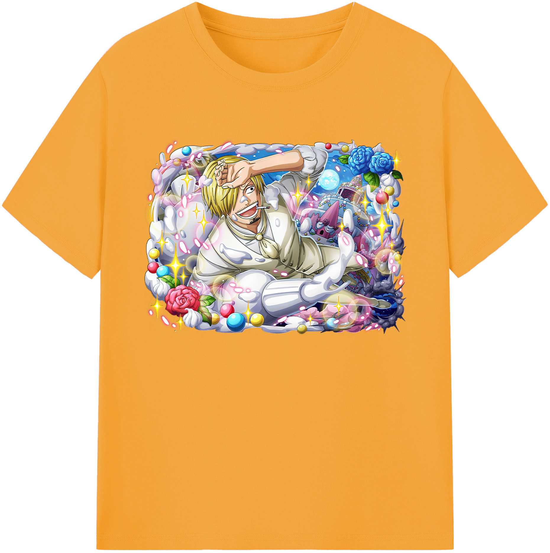 （画像用） ワンピース サンジ ONE PIECE Sanji 綿100％ メンズ半袖Tシャツ｜肌触りやわらか＆通気性