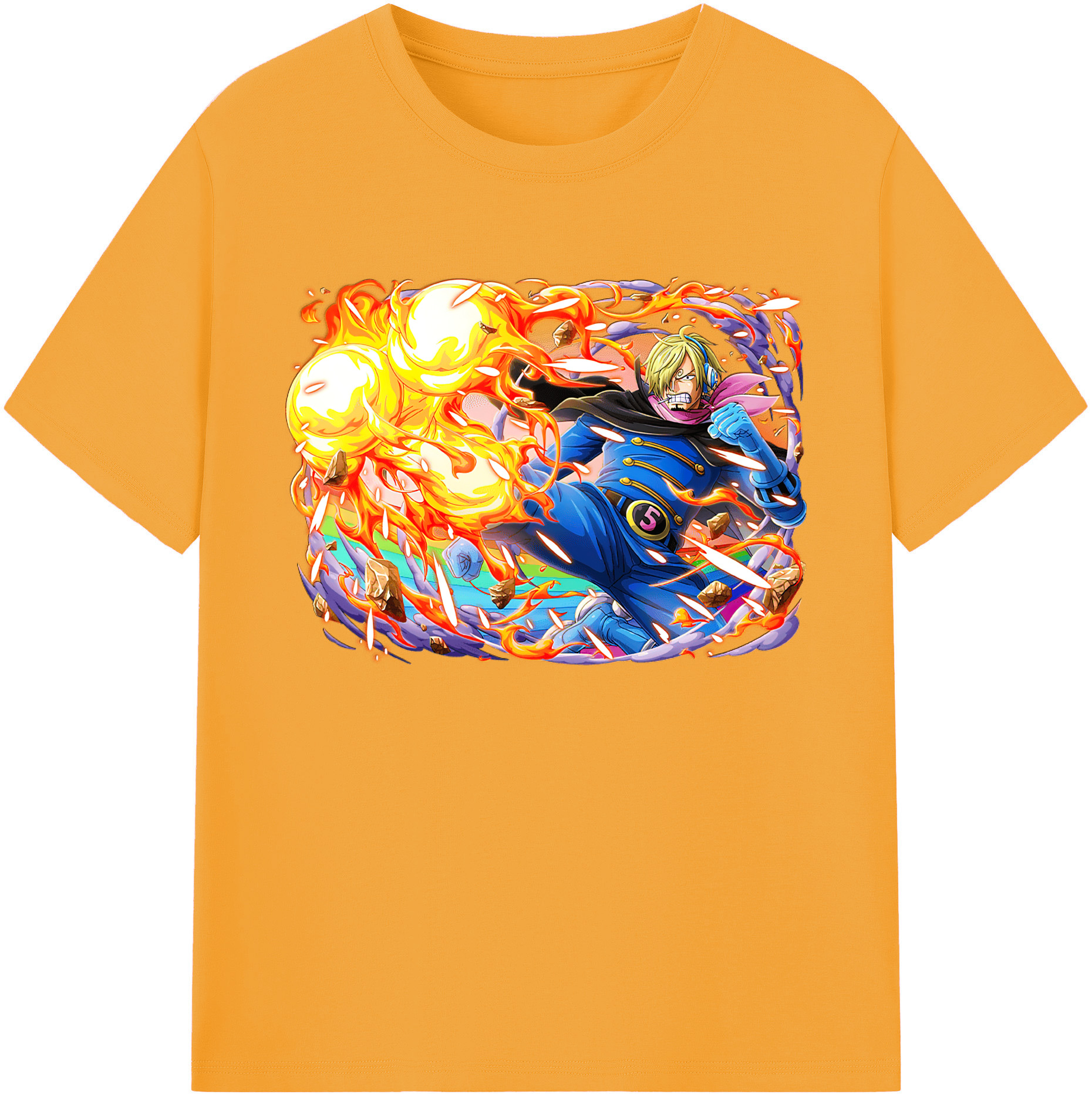（画像用） ワンピース サンジ ONE PIECE Sanji 綿100％ メンズ半袖Tシャツ｜肌触りやわらか＆通気性