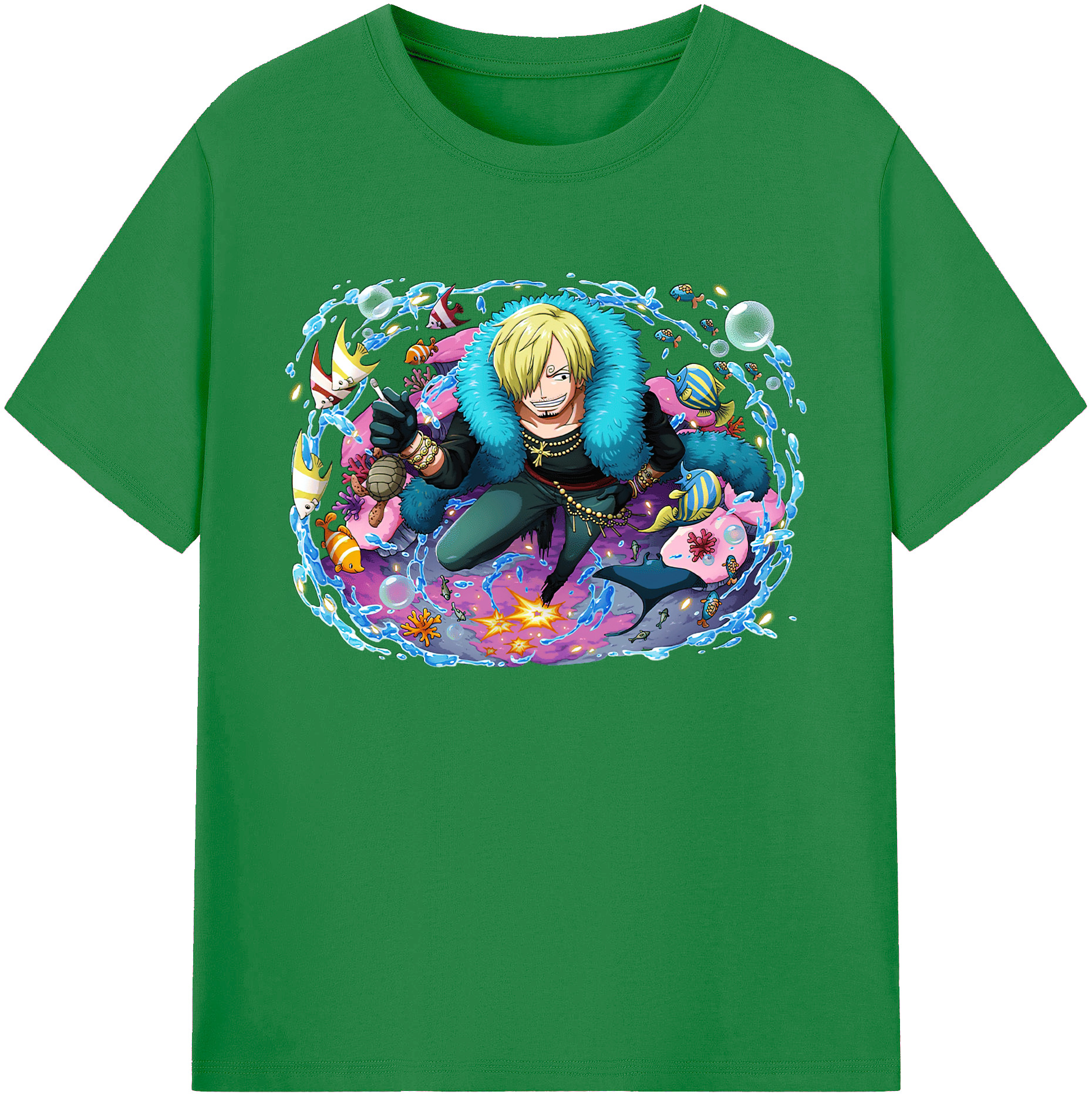 （画像用） ワンピース サンジ ONE PIECE Sanji 綿100％ メンズ半袖Tシャツ｜肌触りやわらか＆通気性