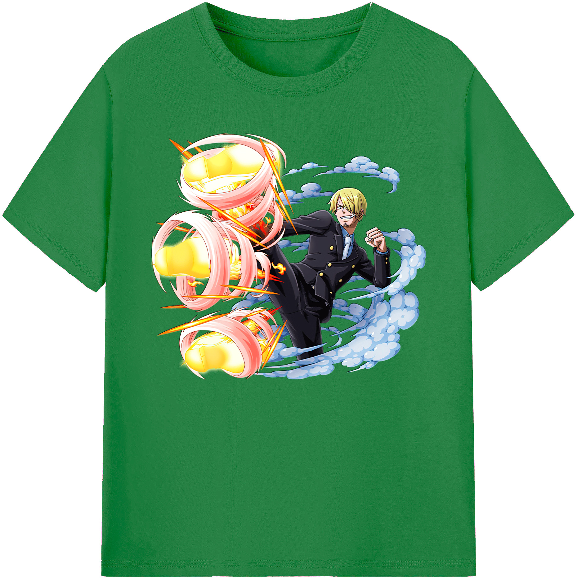 （画像用） ワンピース サンジ ONE PIECE Sanji 綿100％ メンズ半袖Tシャツ｜肌触りやわらか＆通気性