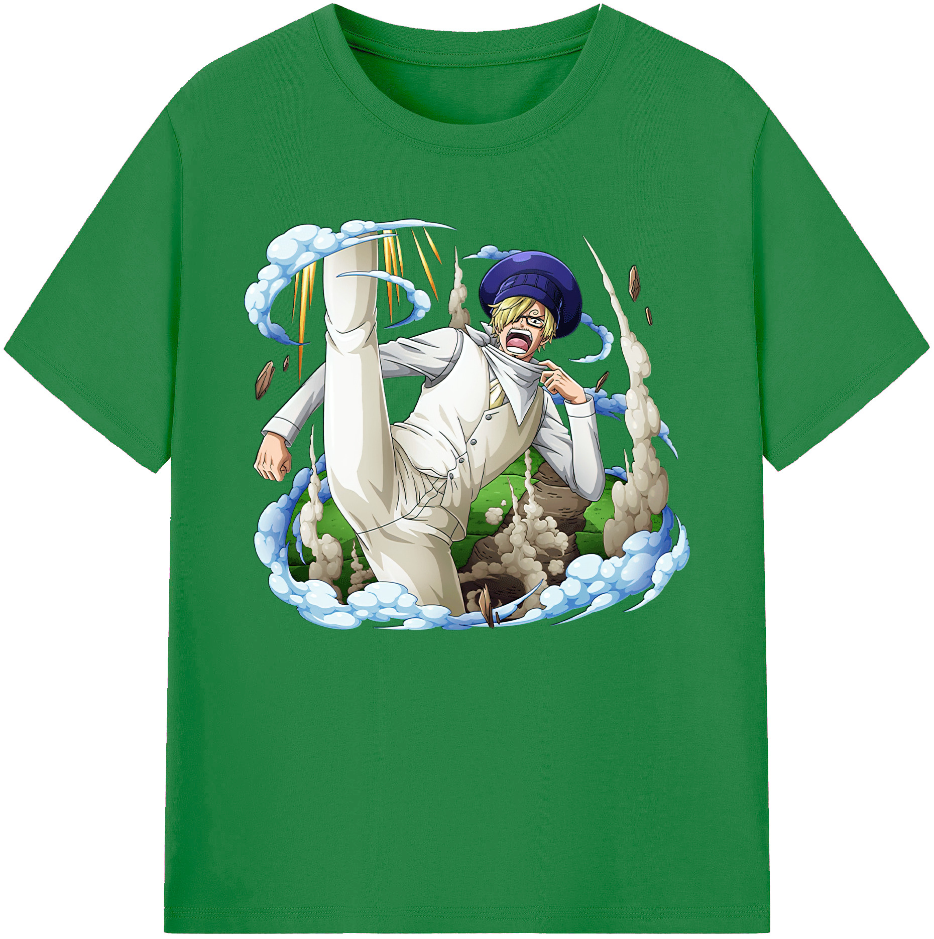 （画像用） ワンピース サンジ ONE PIECE Sanji 綿100％ メンズ半袖Tシャツ｜肌触りやわらか＆通気性
