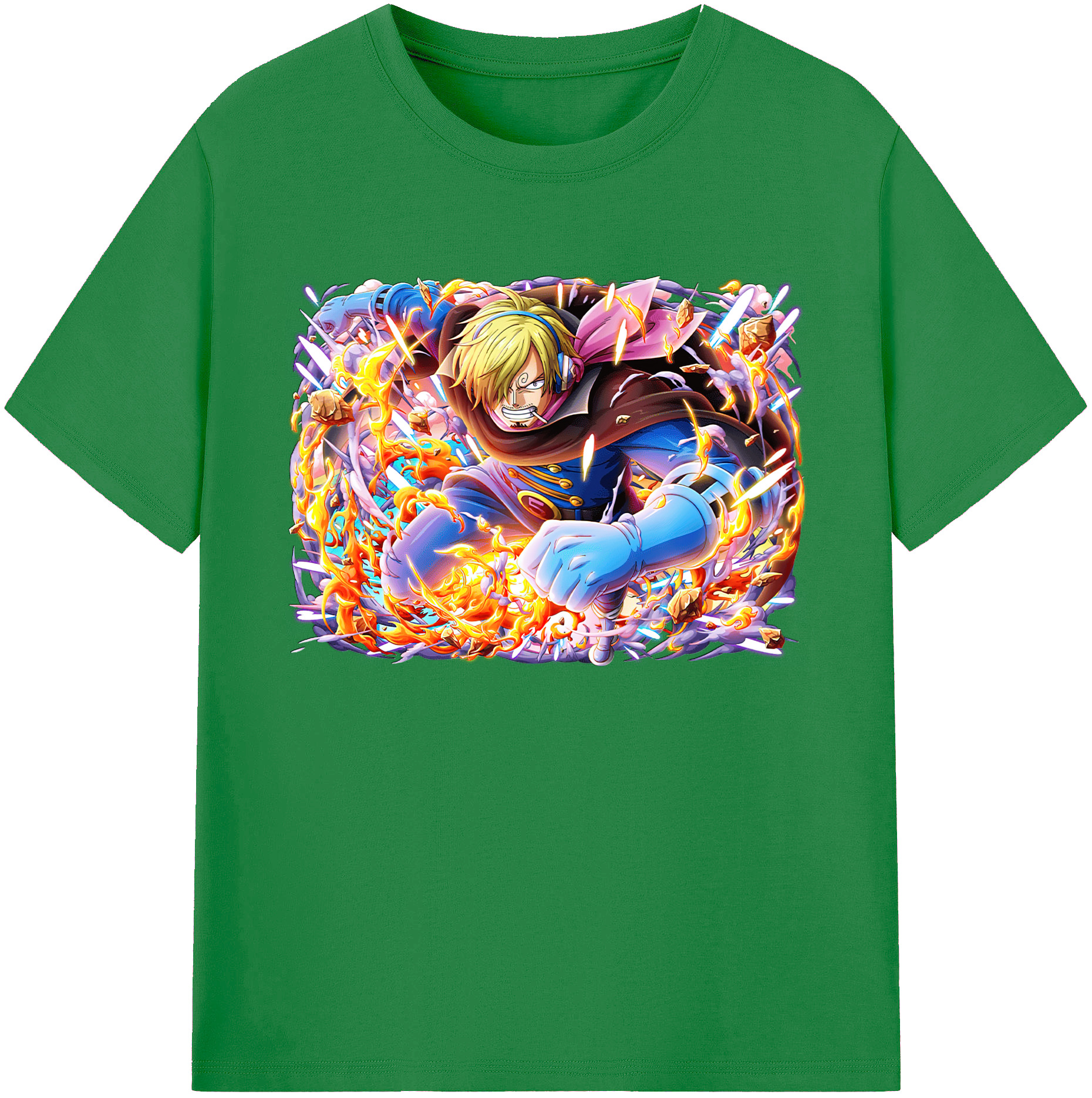 （画像用） ワンピース サンジ ONE PIECE Sanji 綿100％ メンズ半袖Tシャツ｜肌触りやわらか＆通気性