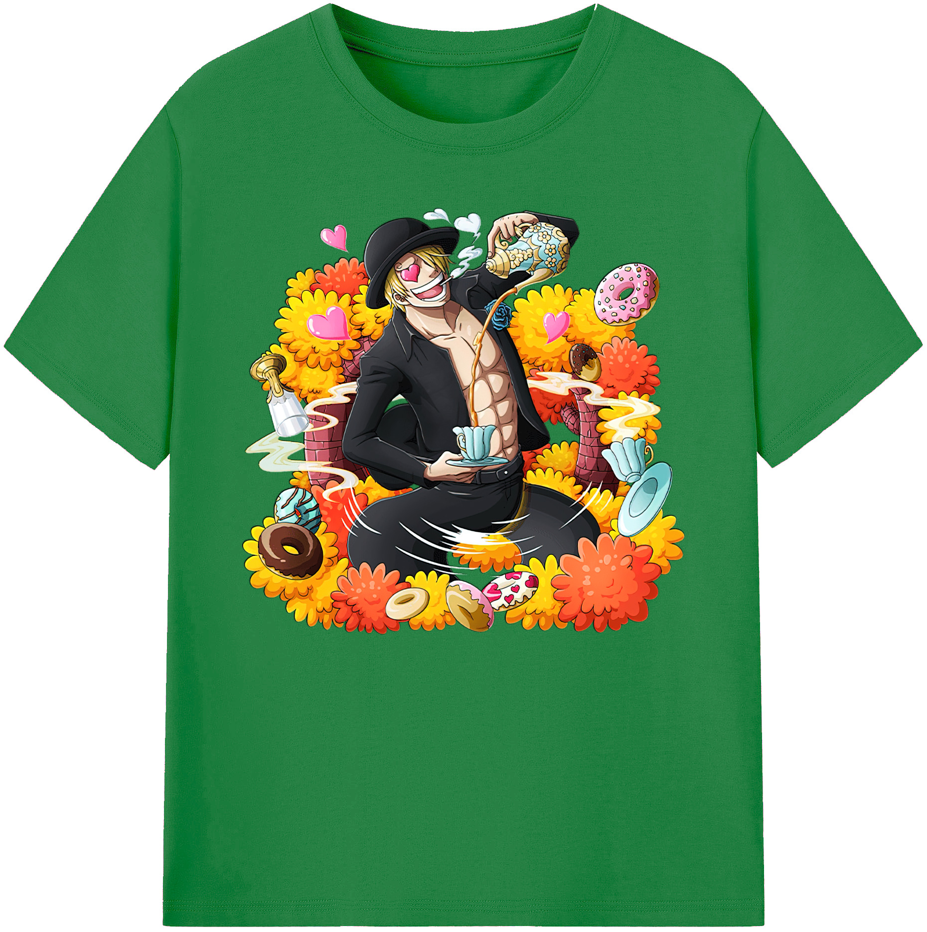 （画像用） ワンピース サンジ ONE PIECE Sanji 綿100％ メンズ半袖Tシャツ｜肌触りやわらか＆通気性