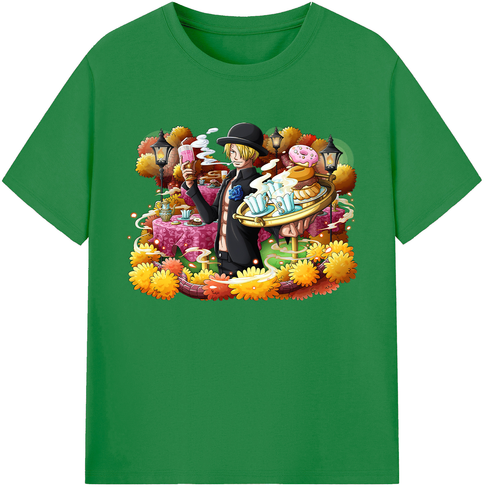 （画像用） ワンピース サンジ ONE PIECE Sanji 綿100％ メンズ半袖Tシャツ｜肌触りやわらか＆通気性