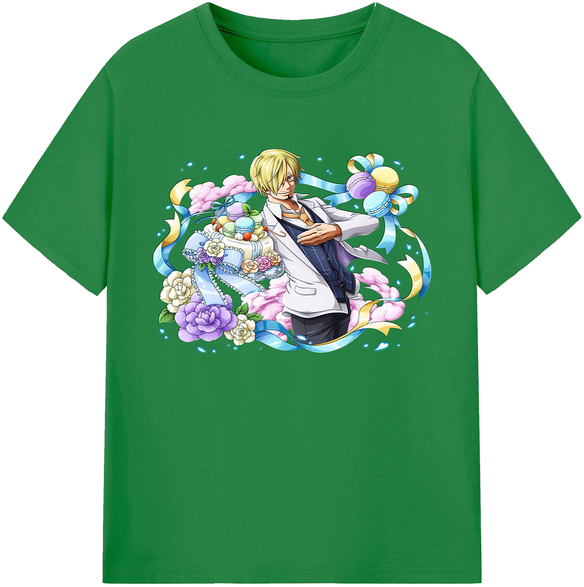 （画像用） ワンピース サンジ ONE PIECE Sanji 綿100％ メンズ半袖Tシャツ｜肌触りやわらか＆通気性