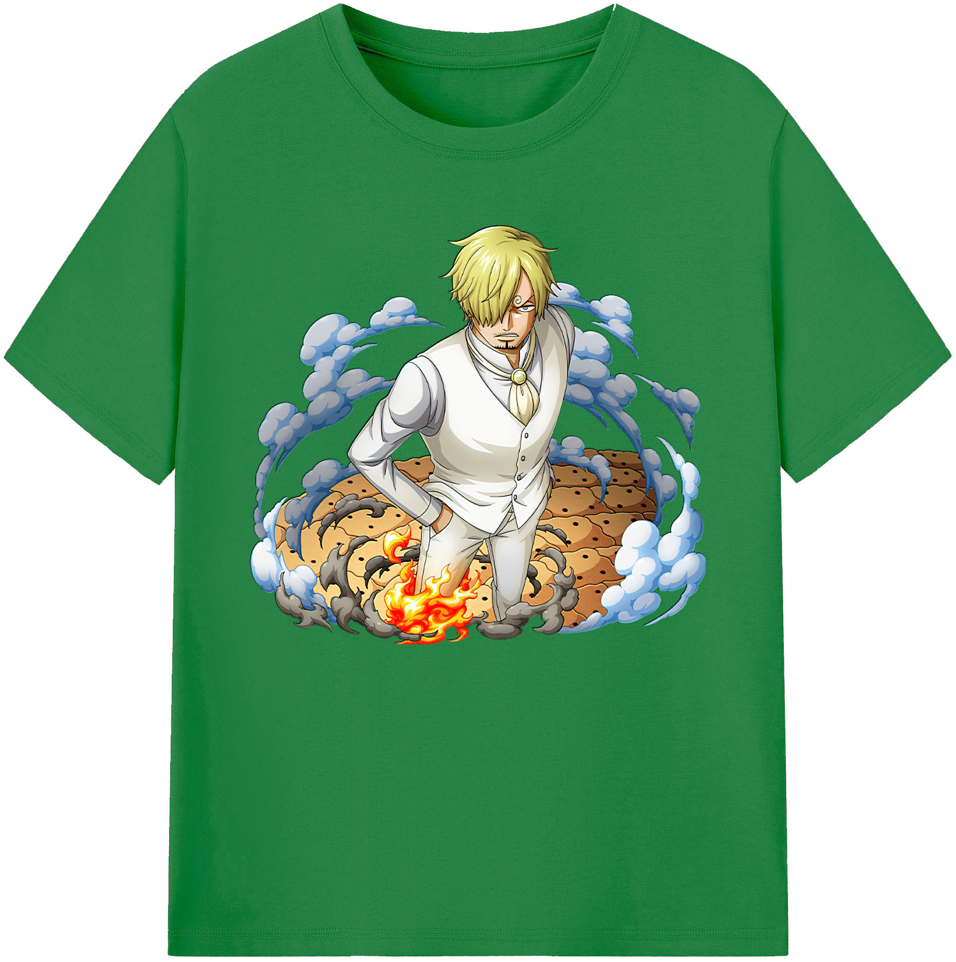 （画像用） ワンピース サンジ ONE PIECE Sanji 綿100％ メンズ半袖Tシャツ｜肌触りやわらか＆通気性