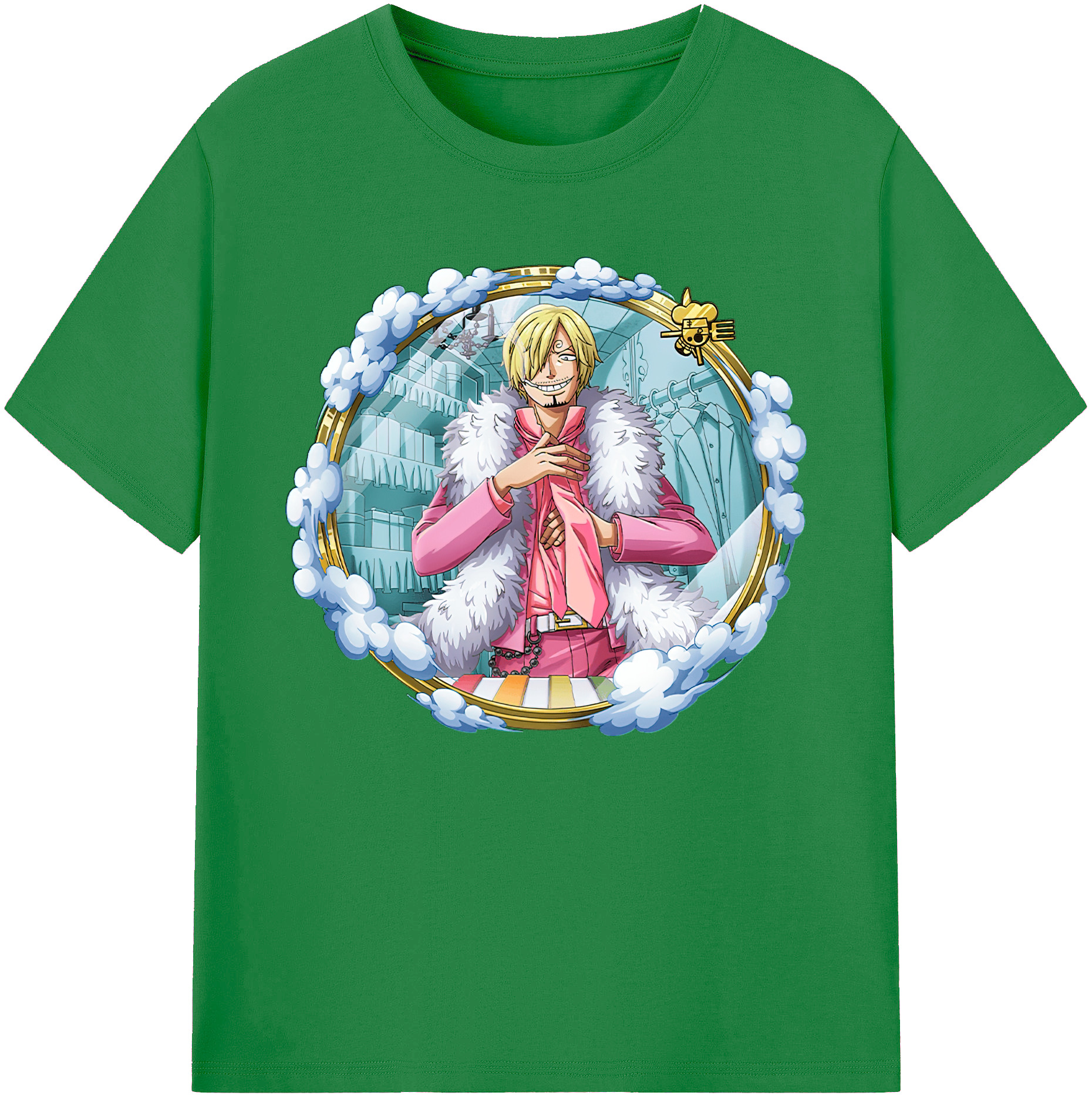 （画像用） ワンピース サンジ ONE PIECE Sanji 綿100％ メンズ半袖Tシャツ｜肌触りやわらか＆通気性