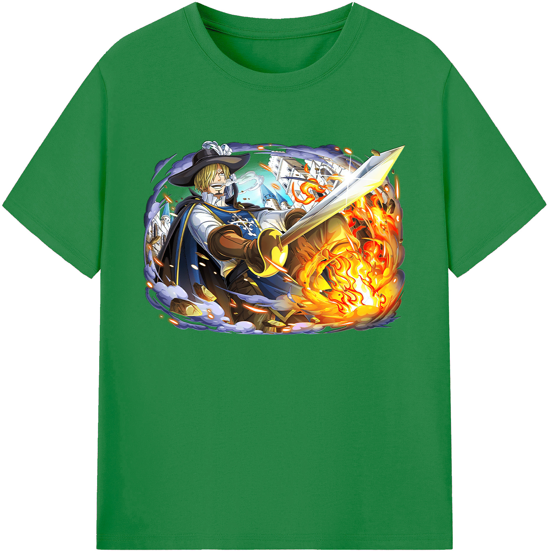 （画像用） ワンピース サンジ ONE PIECE Sanji 綿100％ メンズ半袖Tシャツ｜肌触りやわらか＆通気性