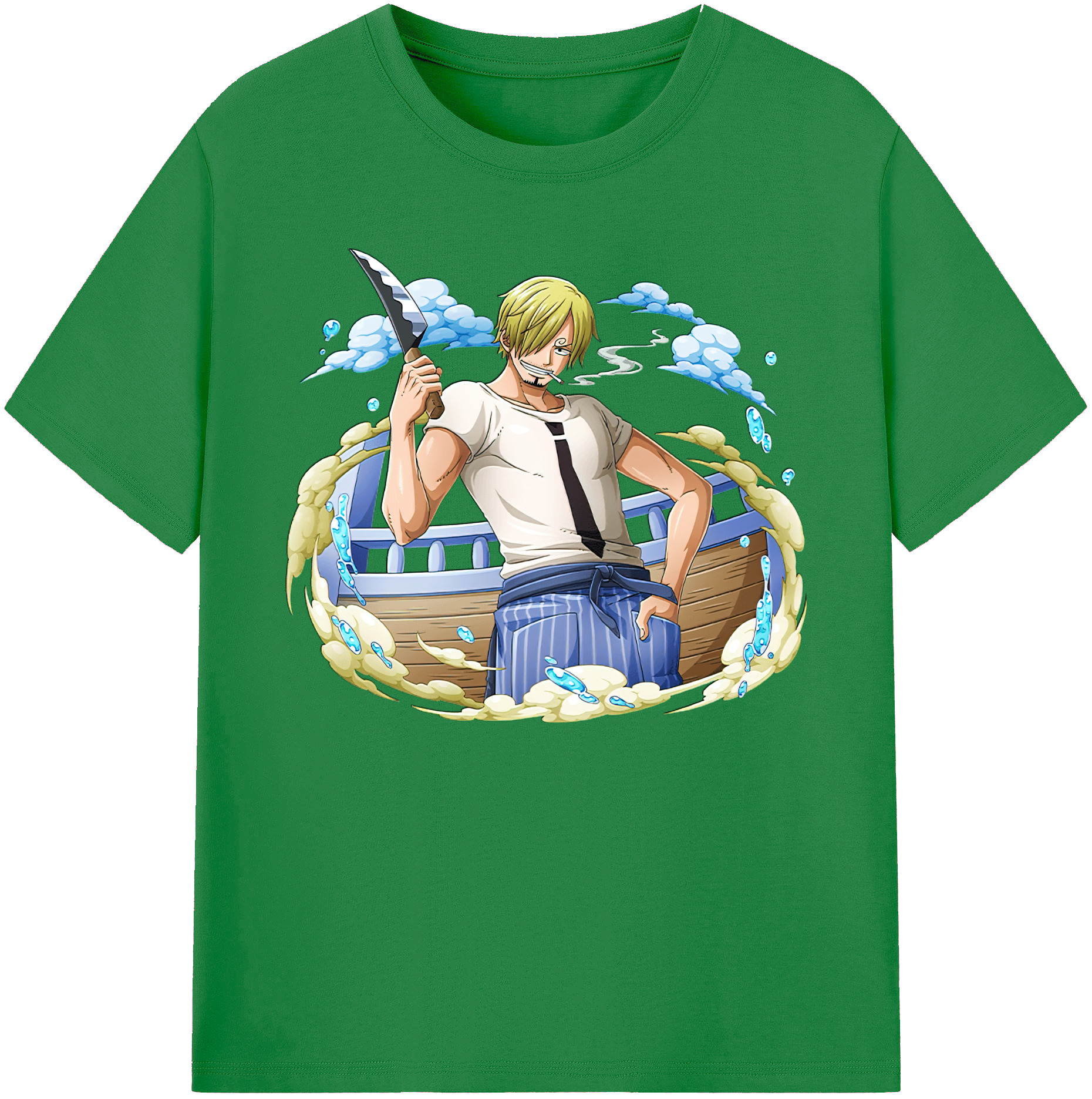 （画像用） ワンピース サンジ ONE PIECE Sanji 綿100％ メンズ半袖Tシャツ｜肌触りやわらか＆通気性