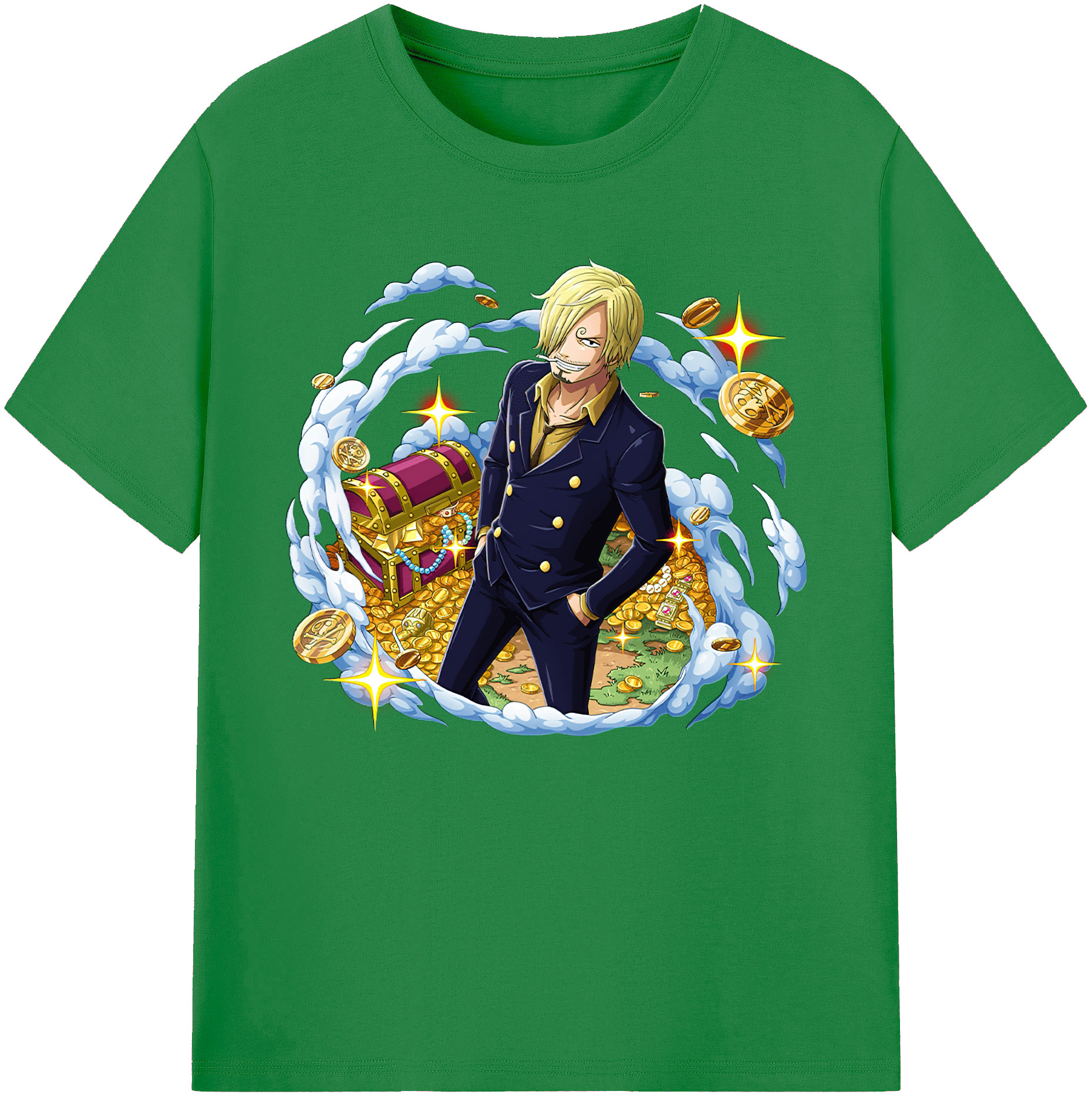 （画像用） ワンピース サンジ ONE PIECE Sanji 綿100％ メンズ半袖Tシャツ｜肌触りやわらか＆通気性