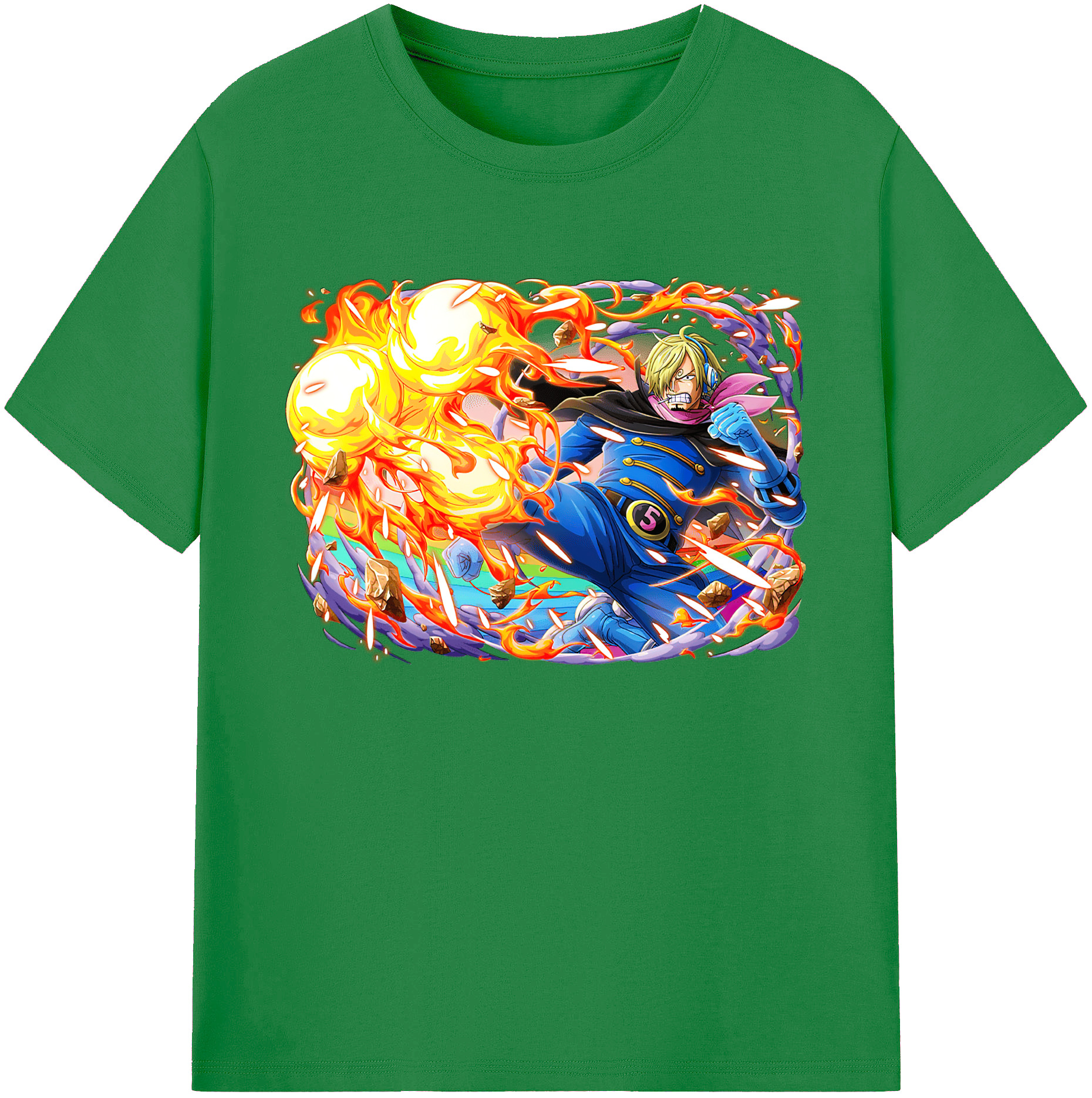 （画像用） ワンピース サンジ ONE PIECE Sanji 綿100％ メンズ半袖Tシャツ｜肌触りやわらか＆通気性