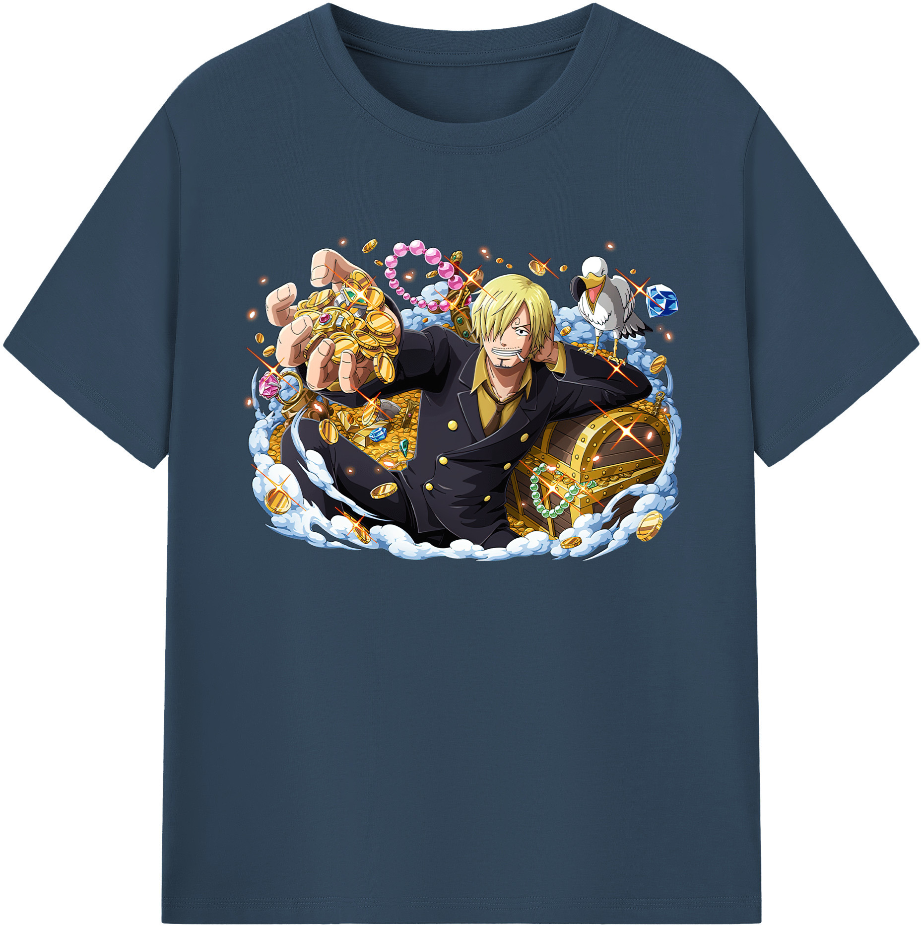（画像用） ワンピース サンジ ONE PIECE Sanji 綿100％ メンズ半袖Tシャツ｜肌触りやわらか＆通気性