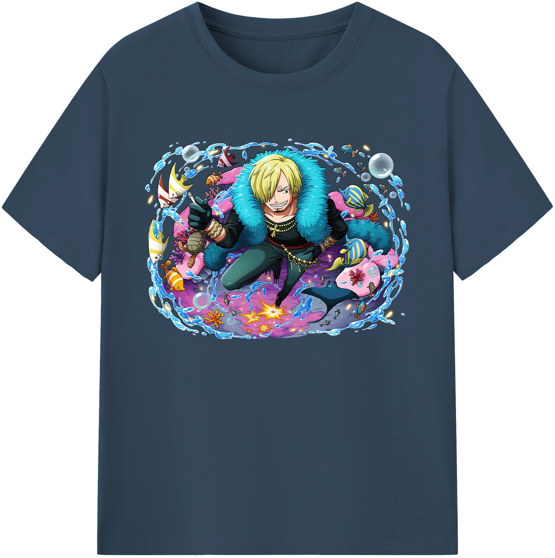 （画像用） ワンピース サンジ ONE PIECE Sanji 綿100％ メンズ半袖Tシャツ｜肌触りやわらか＆通気性