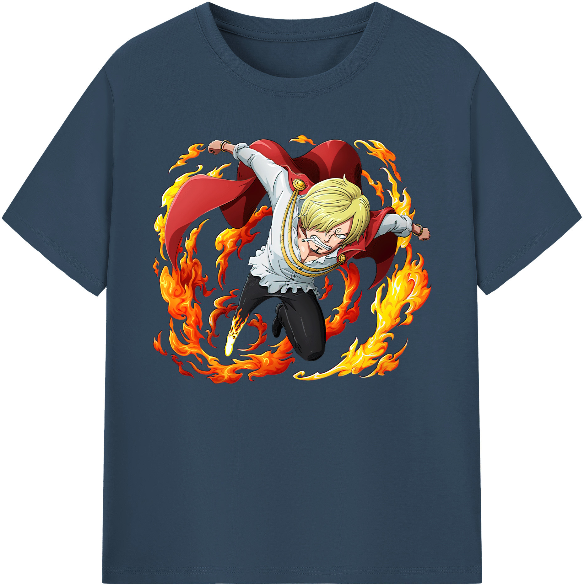 （画像用） ワンピース サンジ ONE PIECE Sanji 綿100％ メンズ半袖Tシャツ｜肌触りやわらか＆通気性