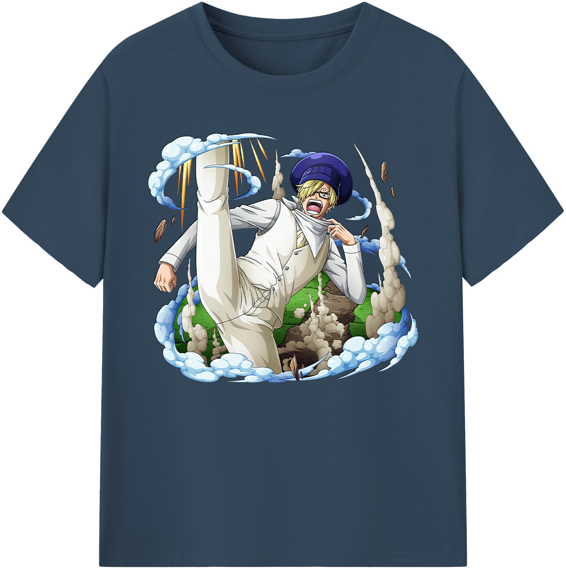 （画像用） ワンピース サンジ ONE PIECE Sanji 綿100％ メンズ半袖Tシャツ｜肌触りやわらか＆通気性