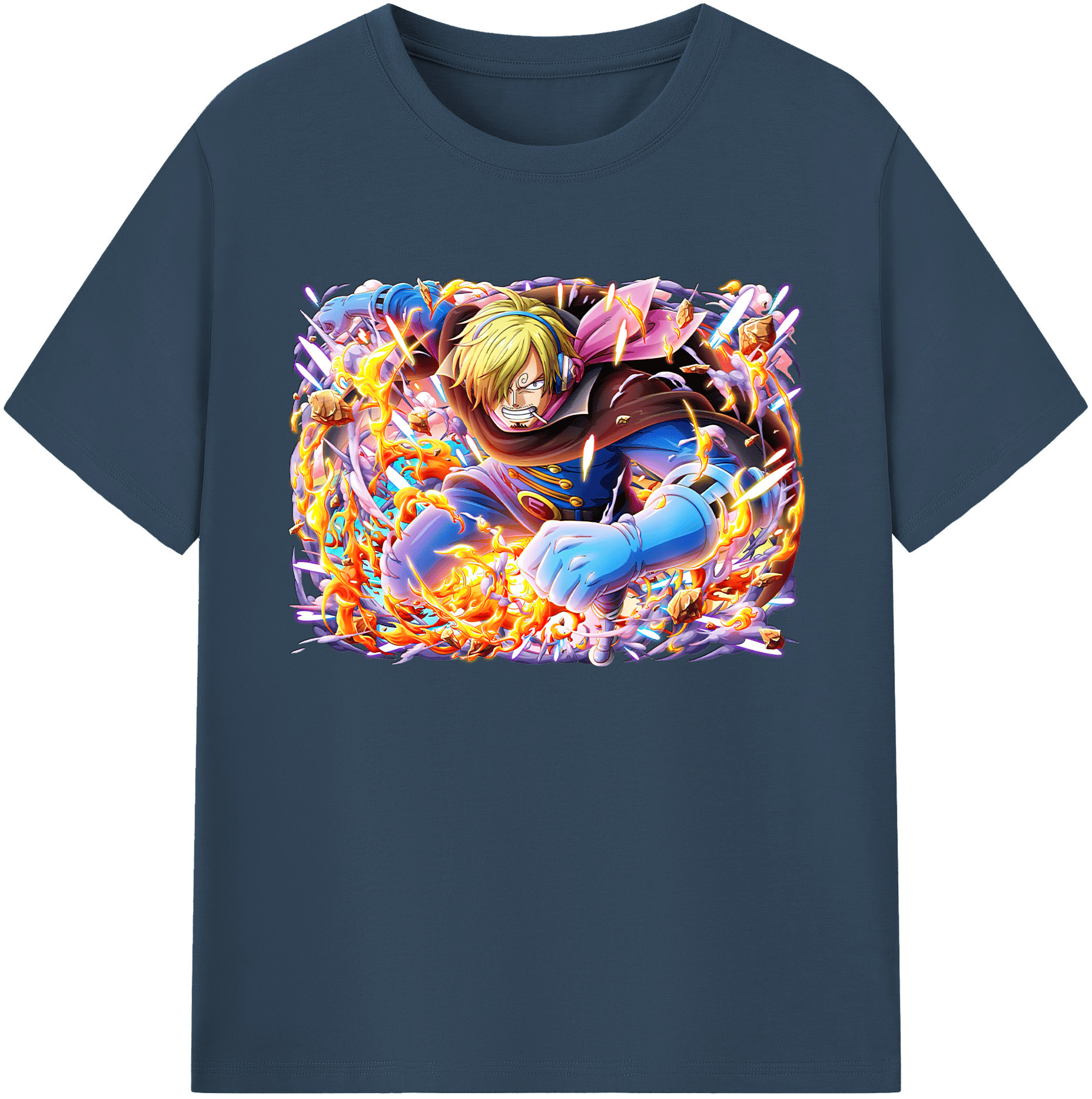 （画像用） ワンピース サンジ ONE PIECE Sanji 綿100％ メンズ半袖Tシャツ｜肌触りやわらか＆通気性