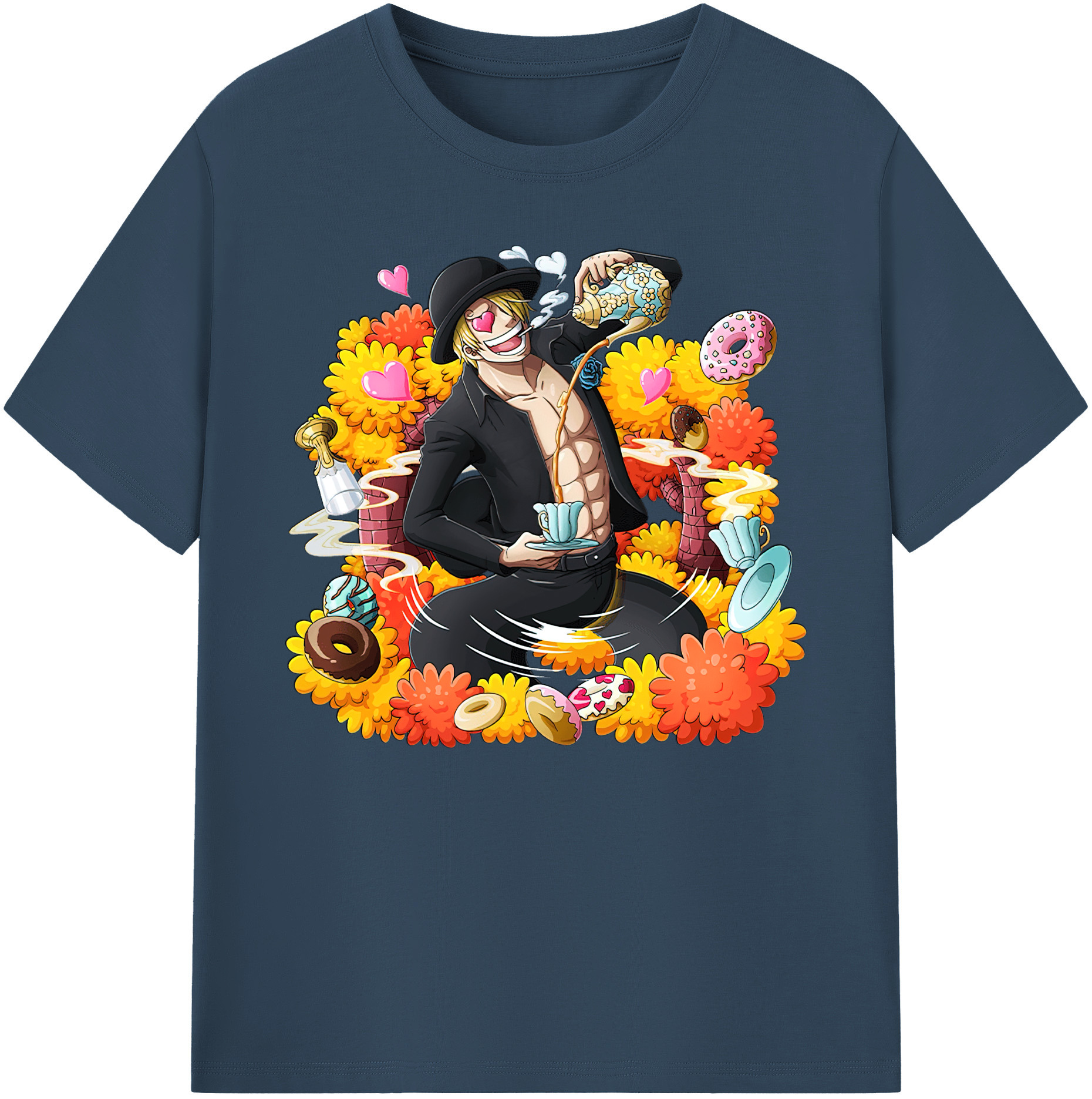 （画像用） ワンピース サンジ ONE PIECE Sanji 綿100％ メンズ半袖Tシャツ｜肌触りやわらか＆通気性