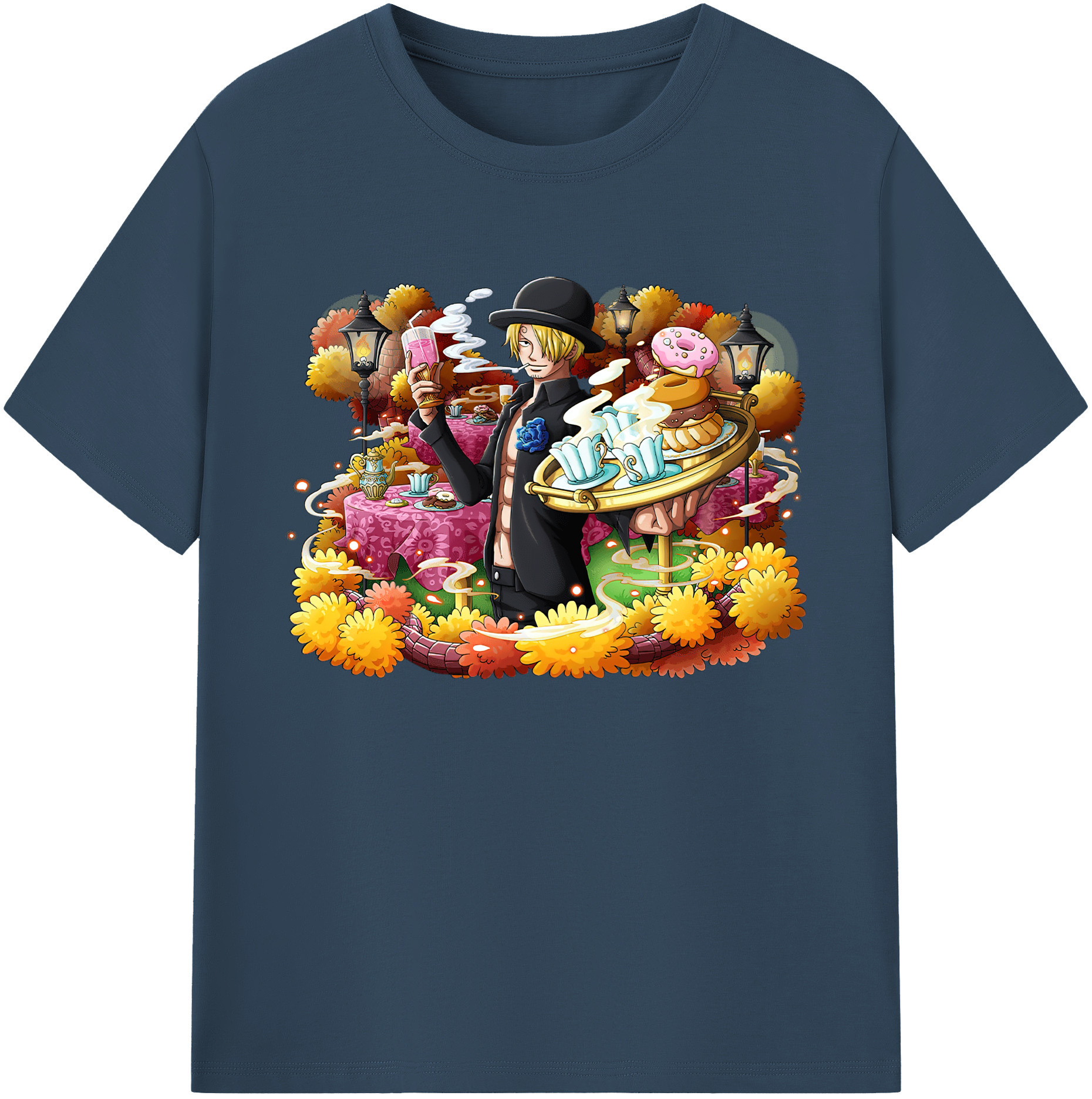 （画像用） ワンピース サンジ ONE PIECE Sanji 綿100％ メンズ半袖Tシャツ｜肌触りやわらか＆通気性