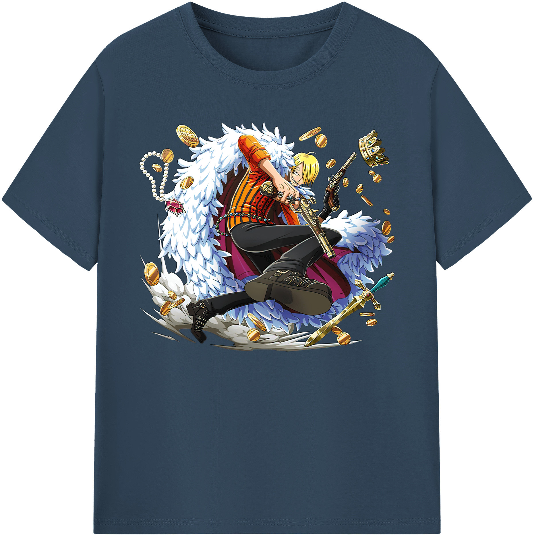 （画像用） ワンピース サンジ ONE PIECE Sanji 綿100％ メンズ半袖Tシャツ｜肌触りやわらか＆通気性