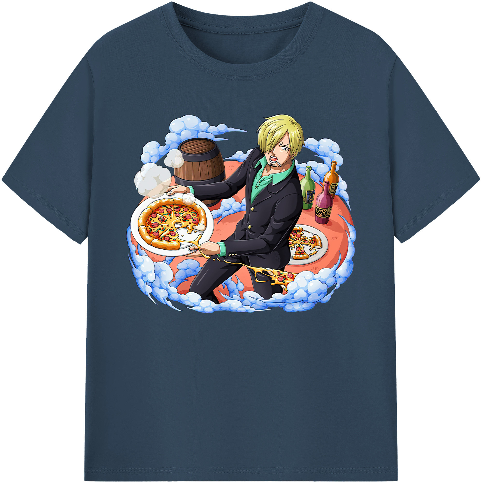 （画像用） ワンピース サンジ ONE PIECE Sanji 綿100％ メンズ半袖Tシャツ｜肌触りやわらか＆通気性