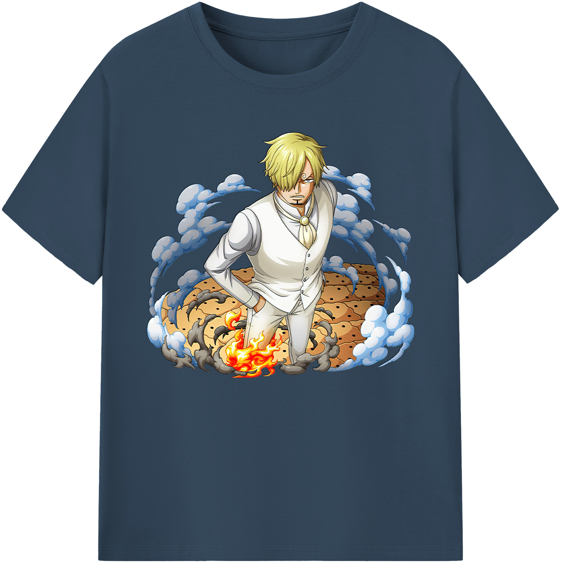 （画像用） ワンピース サンジ ONE PIECE Sanji 綿100％ メンズ半袖Tシャツ｜肌触りやわらか＆通気性