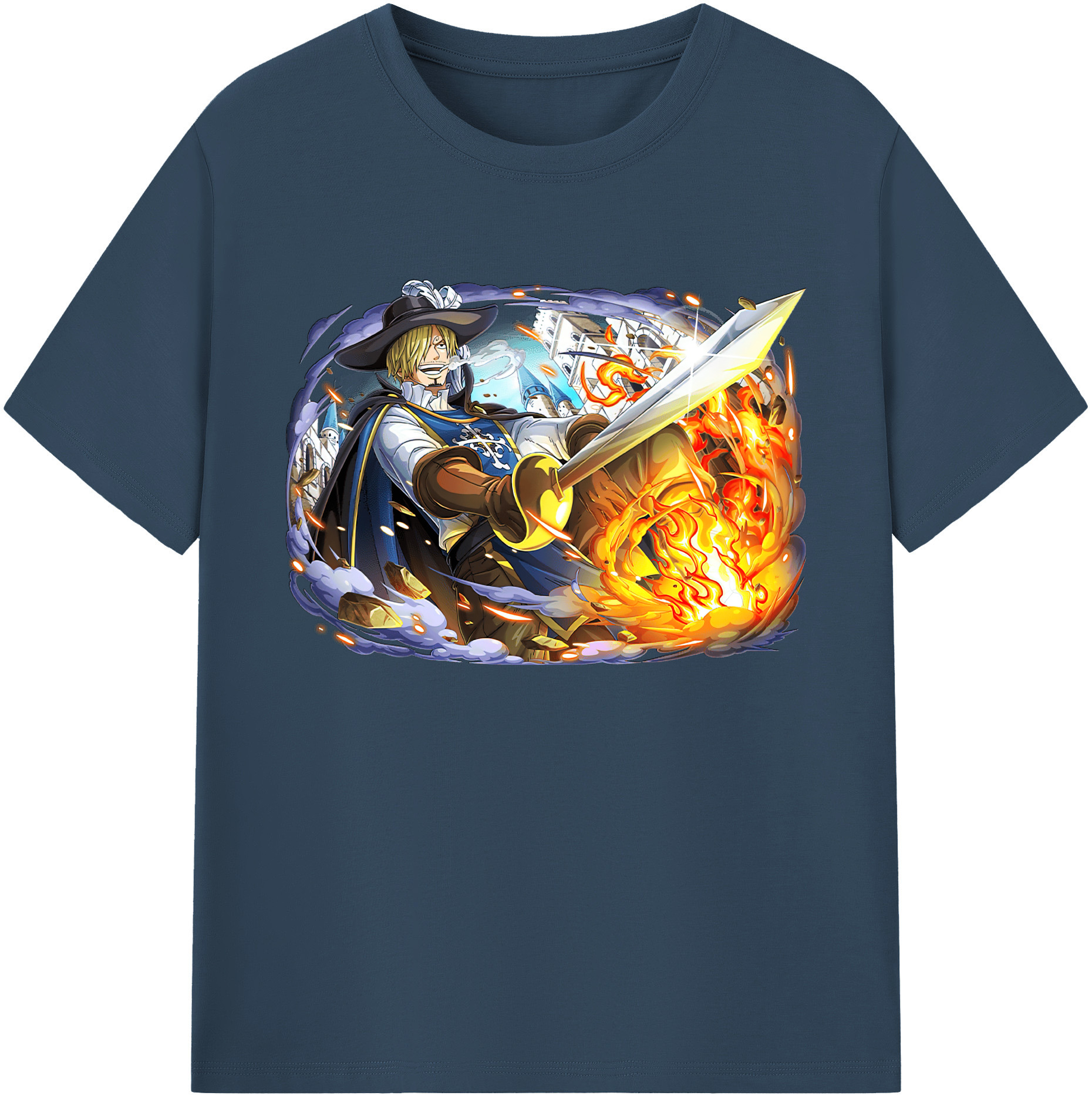 （画像用） ワンピース サンジ ONE PIECE Sanji 綿100％ メンズ半袖Tシャツ｜肌触りやわらか＆通気性