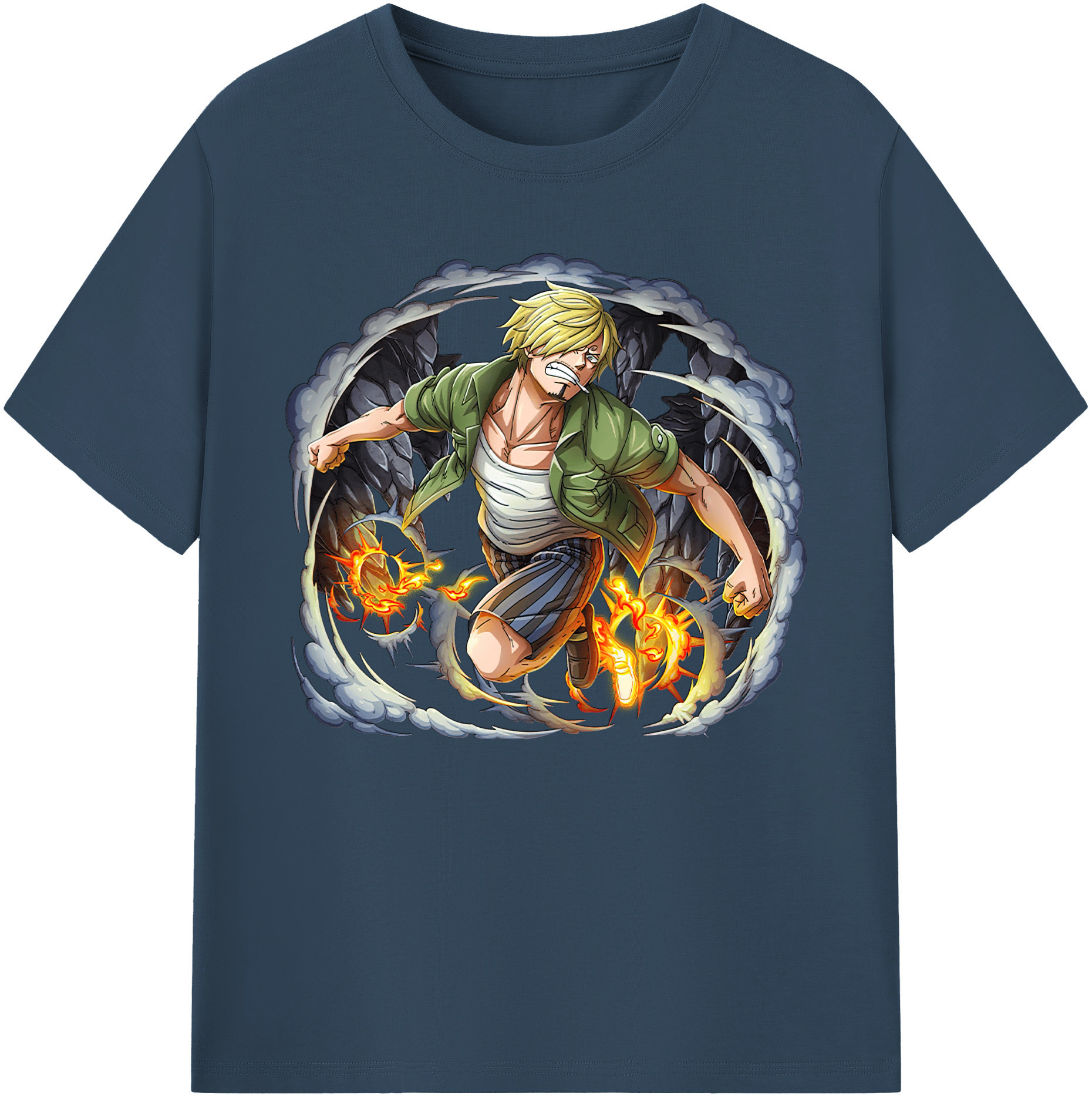 （画像用） ワンピース サンジ ONE PIECE Sanji 綿100％ メンズ半袖Tシャツ｜肌触りやわらか＆通気性