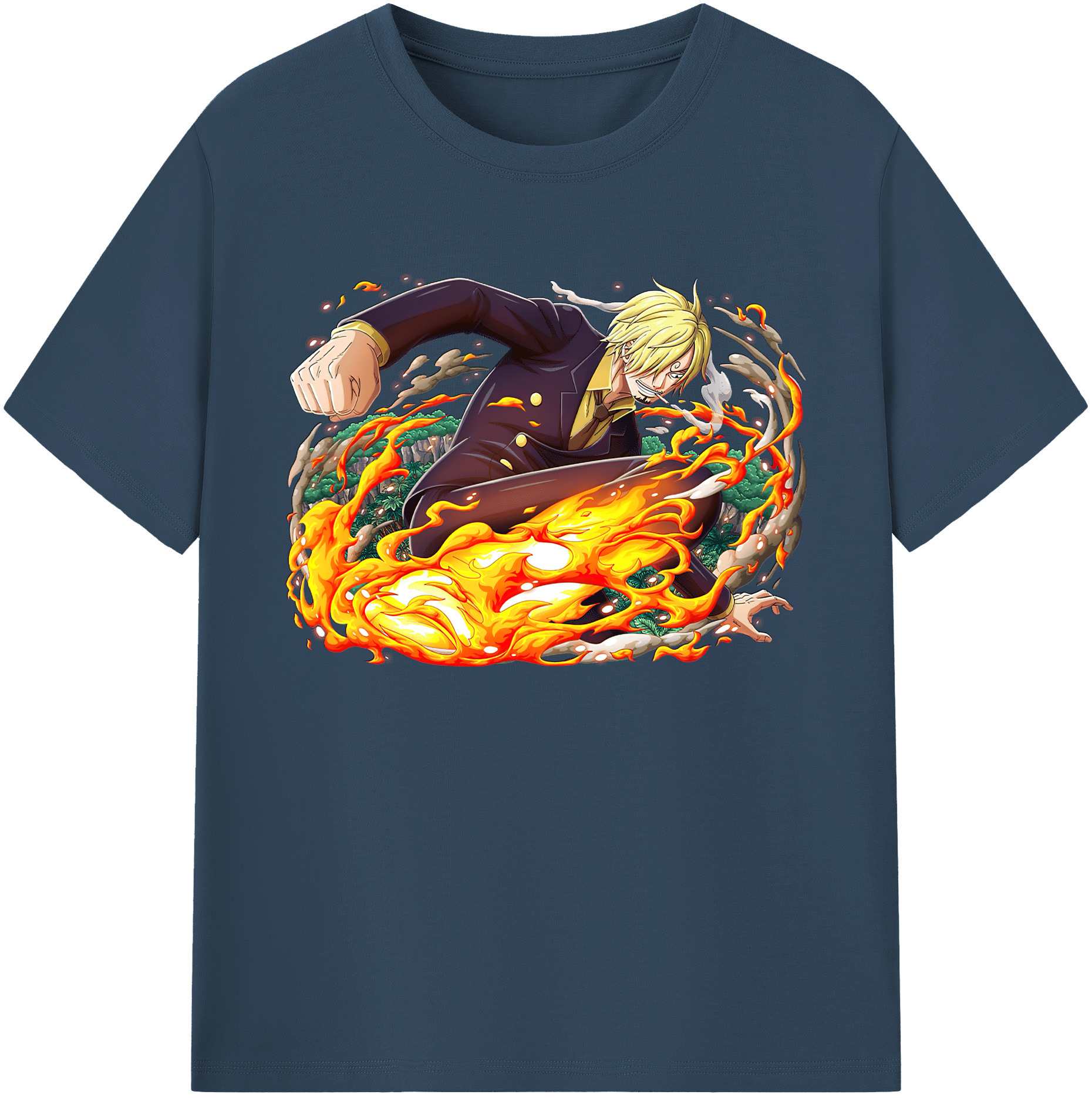 （画像用） ワンピース サンジ ONE PIECE Sanji 綿100％ メンズ半袖Tシャツ｜肌触りやわらか＆通気性