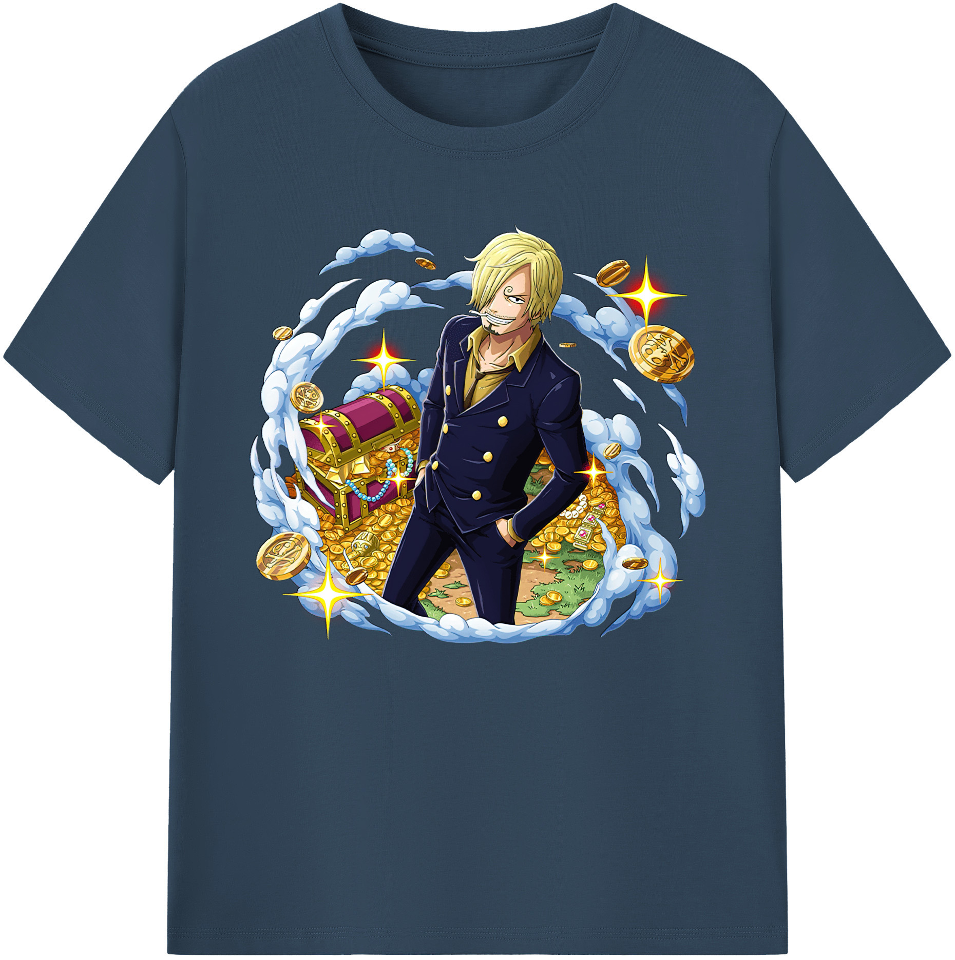 （画像用） ワンピース サンジ ONE PIECE Sanji 綿100％ メンズ半袖Tシャツ｜肌触りやわらか＆通気性