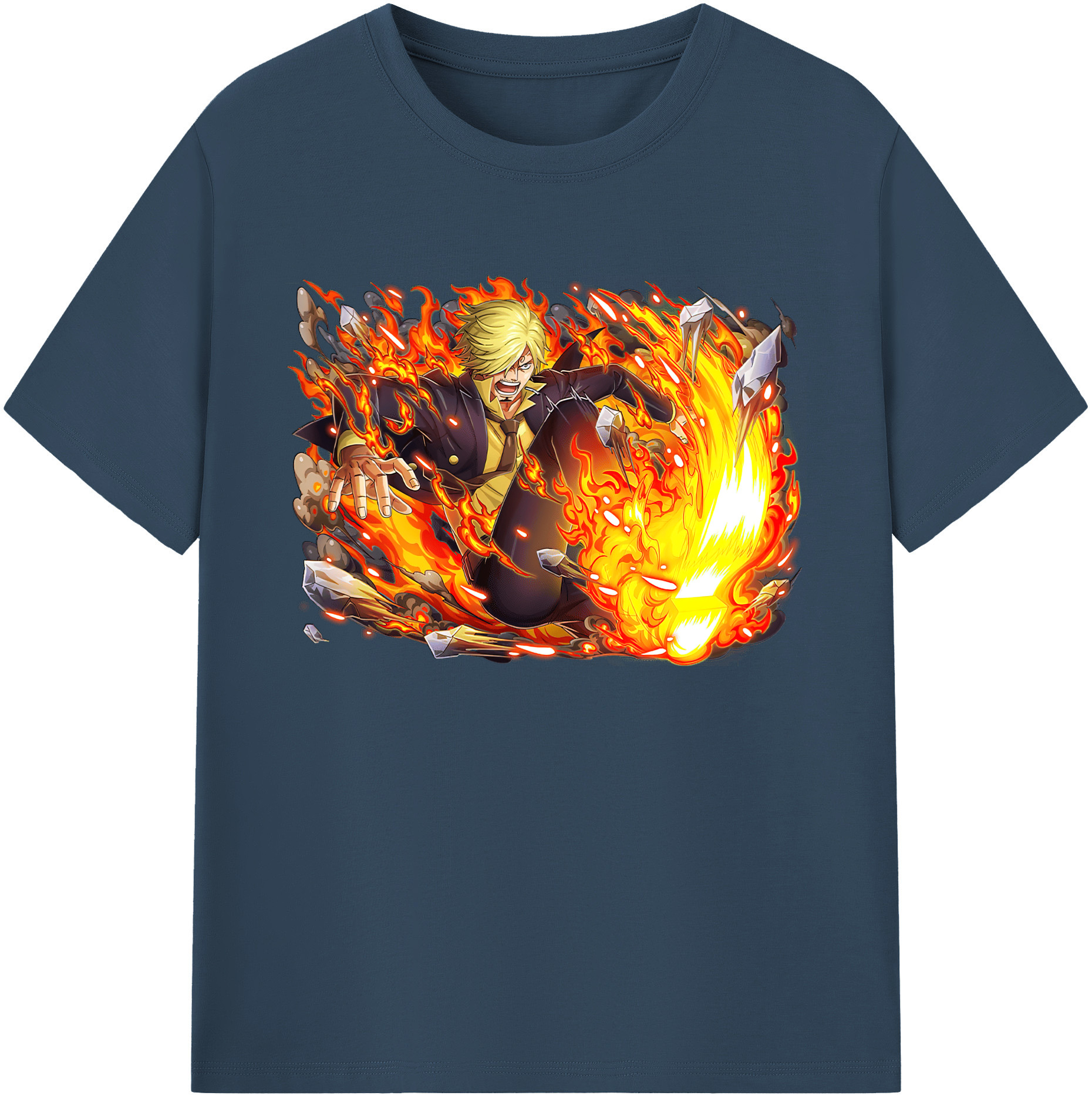 （画像用） ワンピース サンジ ONE PIECE Sanji 綿100％ メンズ半袖Tシャツ｜肌触りやわらか＆通気性