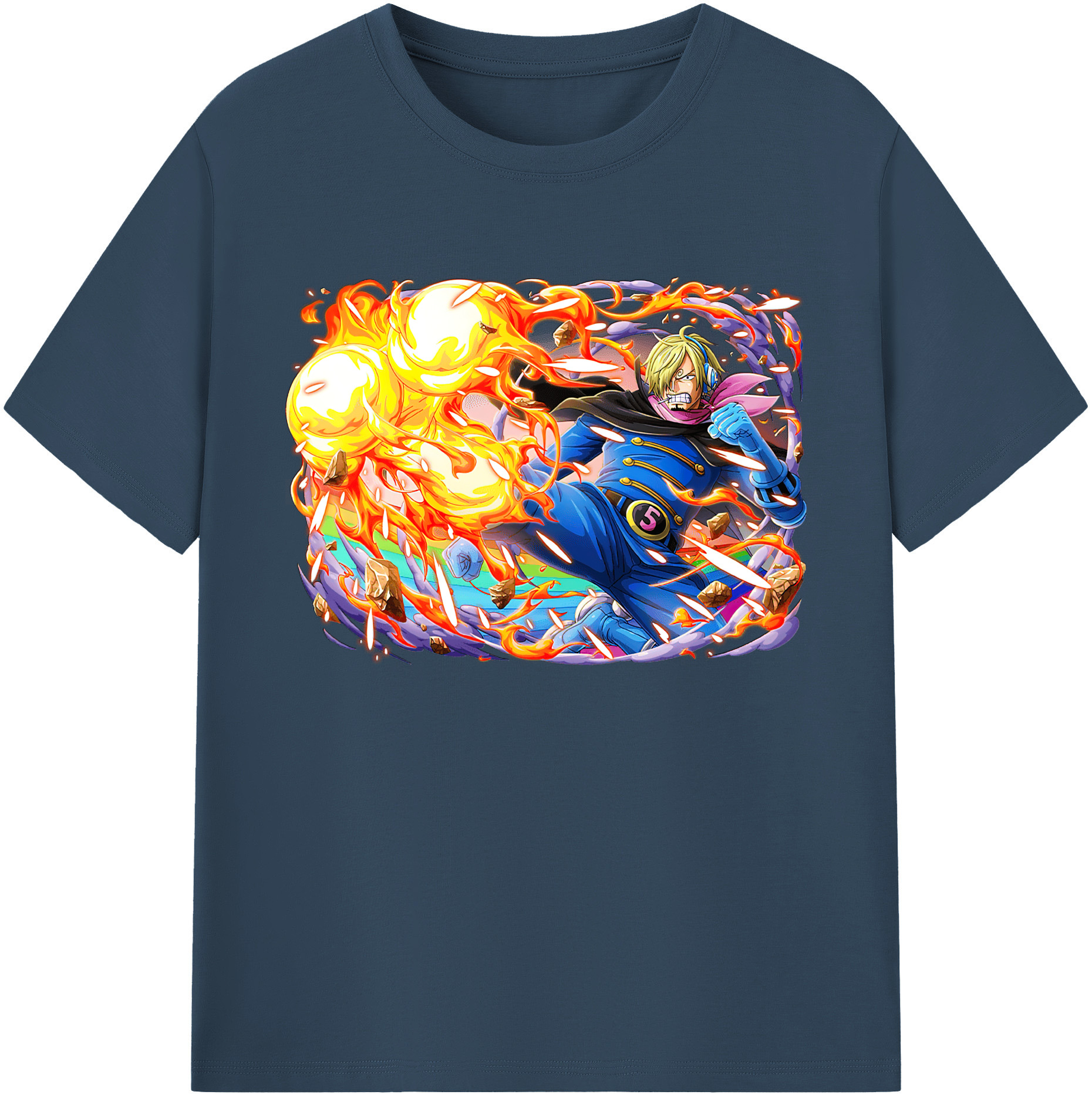 （画像用） ワンピース サンジ ONE PIECE Sanji 綿100％ メンズ半袖Tシャツ｜肌触りやわらか＆通気性