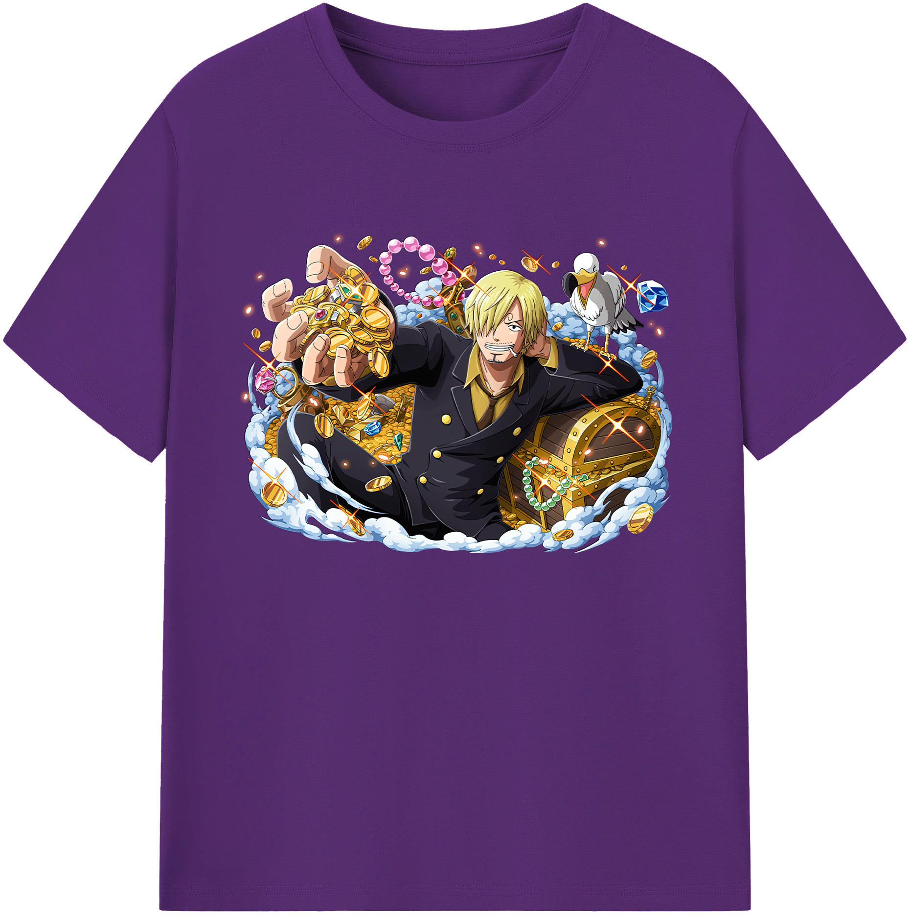 （画像用） ワンピース サンジ ONE PIECE Sanji 綿100％ メンズ半袖Tシャツ｜肌触りやわらか＆通気性