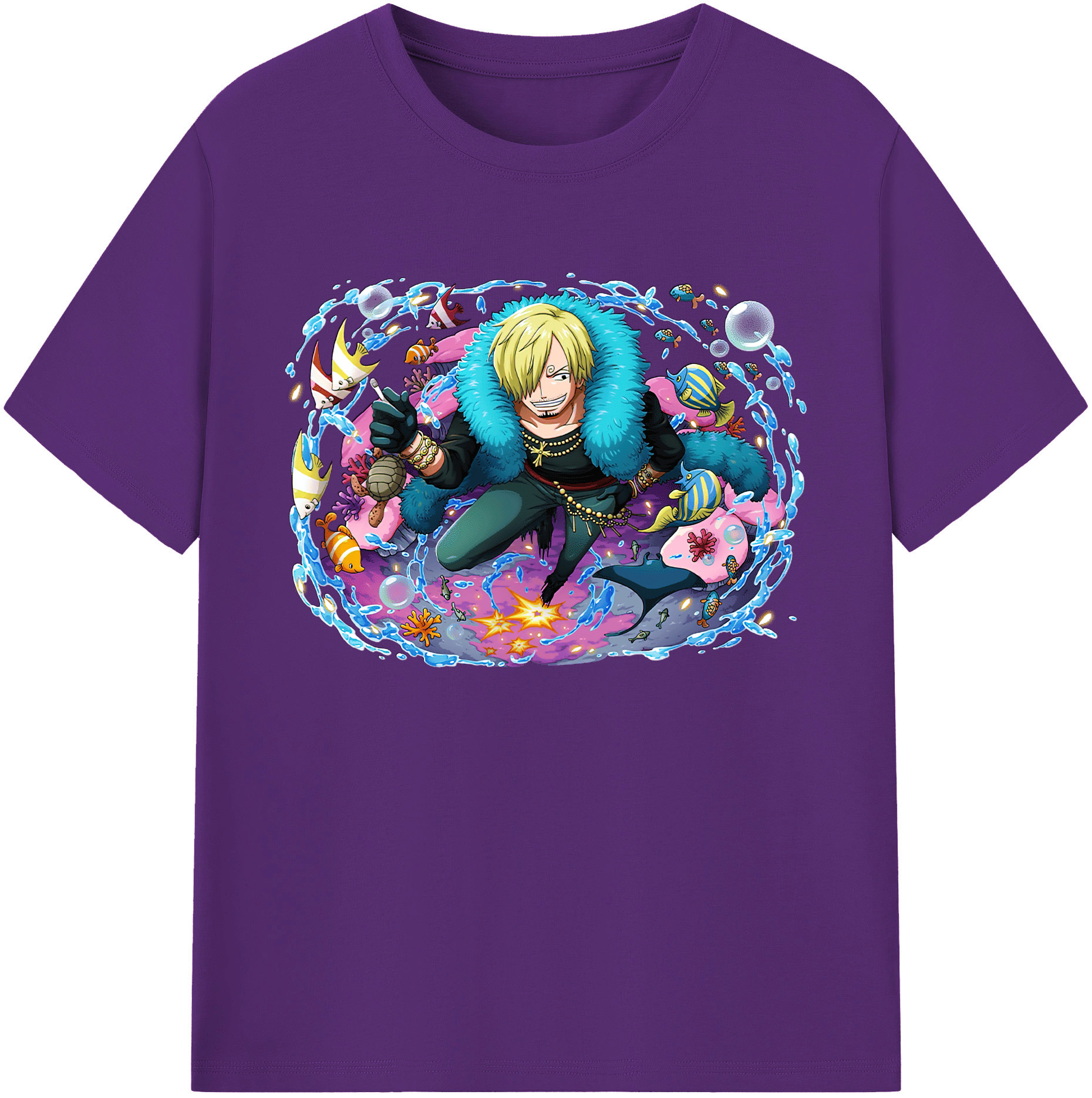 （画像用） ワンピース サンジ ONE PIECE Sanji 綿100％ メンズ半袖Tシャツ｜肌触りやわらか＆通気性