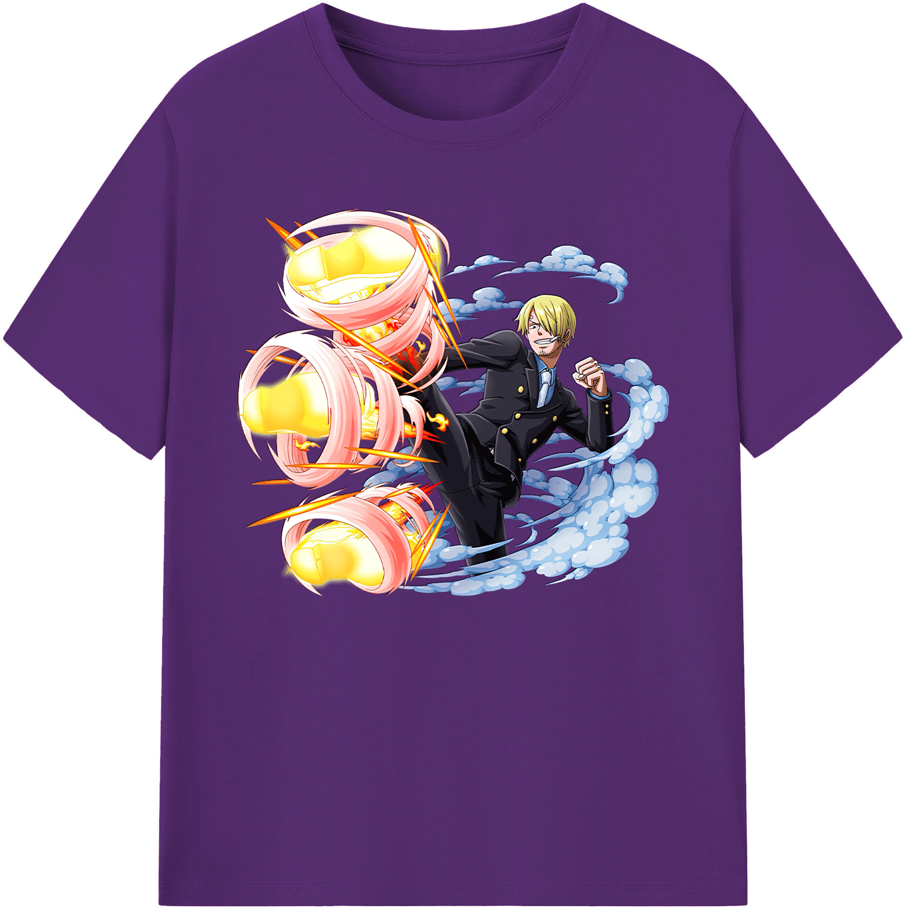 （画像用） ワンピース サンジ ONE PIECE Sanji 綿100％ メンズ半袖Tシャツ｜肌触りやわらか＆通気性