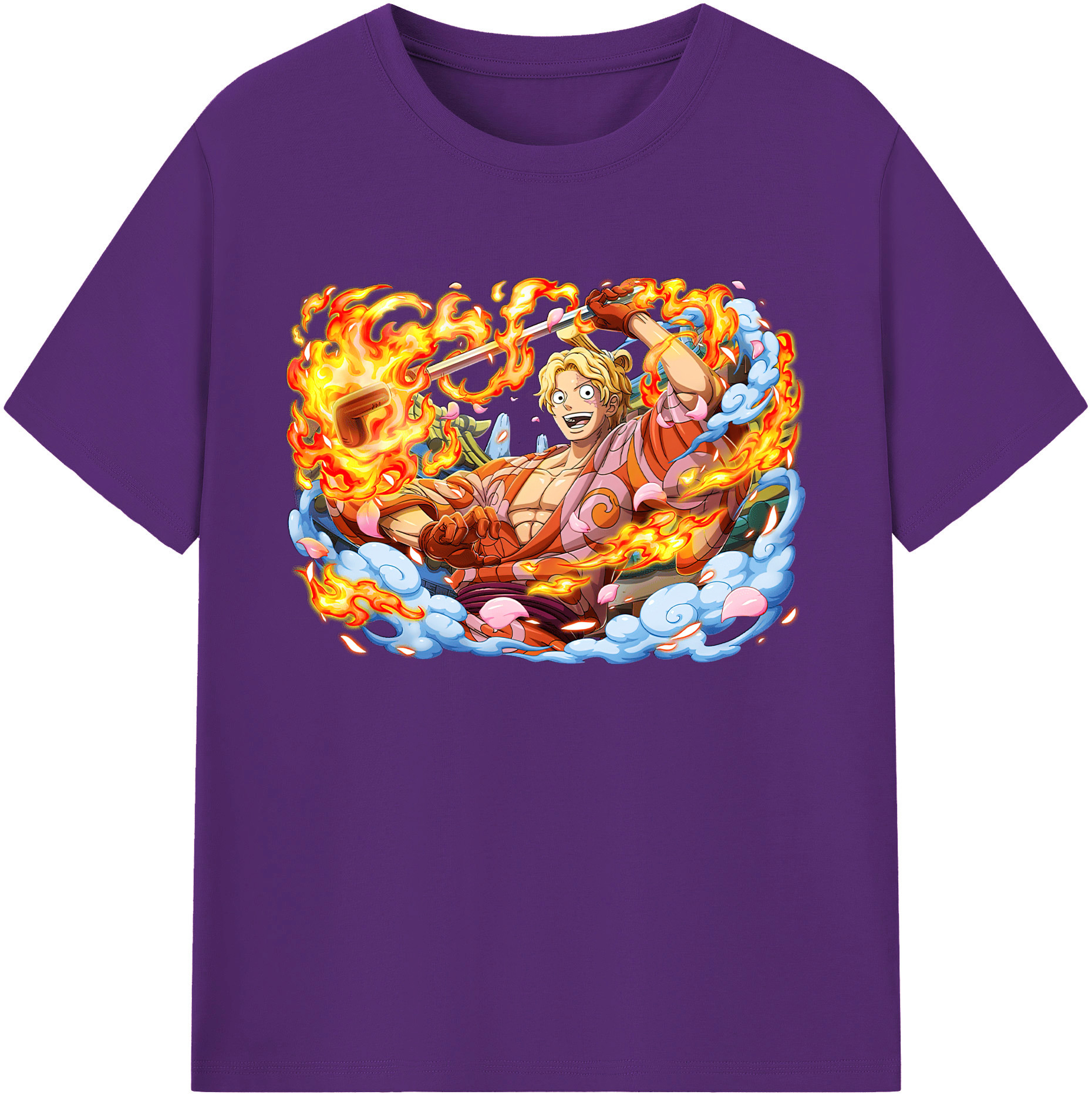（画像用） ワンピース サンジ ONE PIECE Sanji 綿100％ メンズ半袖Tシャツ｜肌触りやわらか＆通気性