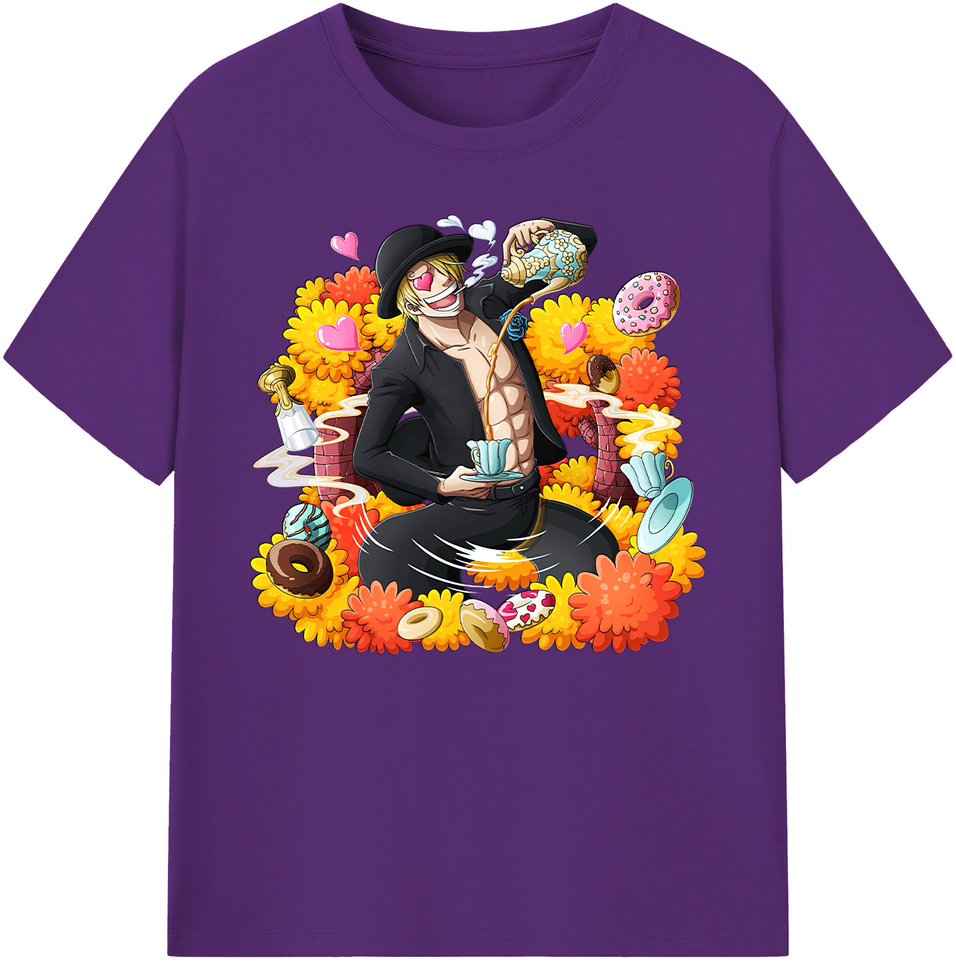 （画像用） ワンピース サンジ ONE PIECE Sanji 綿100％ メンズ半袖Tシャツ｜肌触りやわらか＆通気性