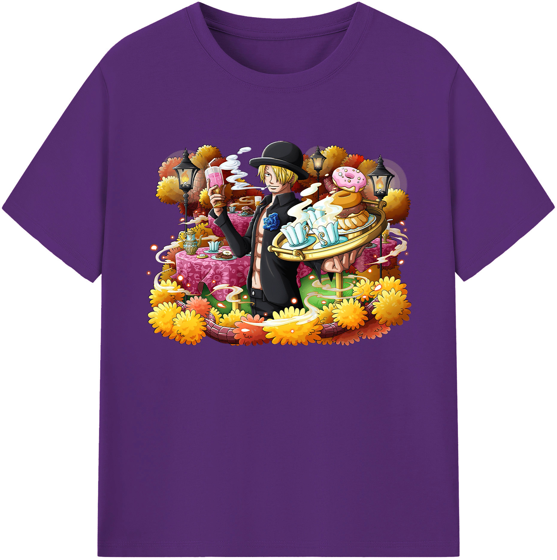 （画像用） ワンピース サンジ ONE PIECE Sanji 綿100％ メンズ半袖Tシャツ｜肌触りやわらか＆通気性
