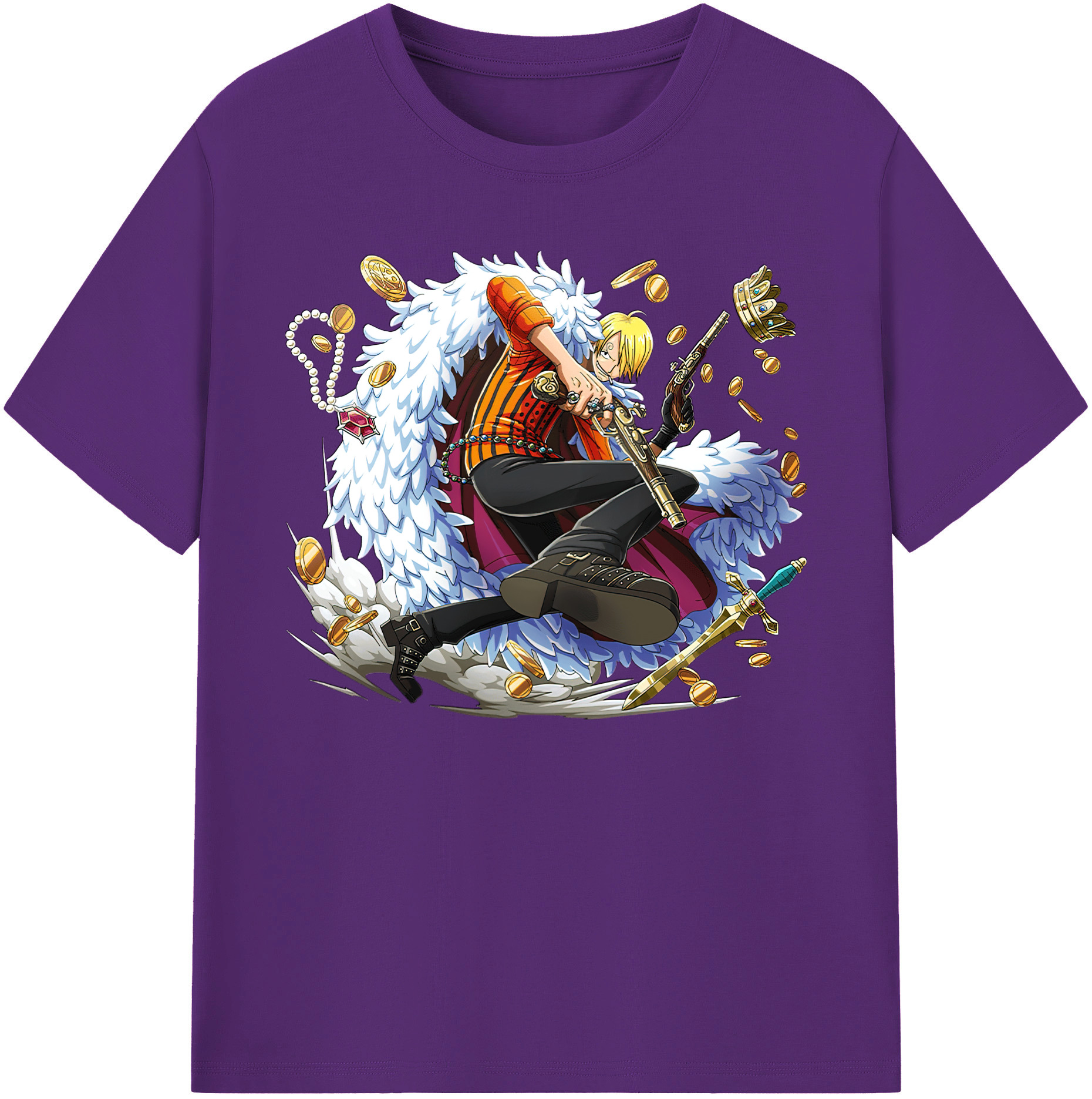 （画像用） ワンピース サンジ ONE PIECE Sanji 綿100％ メンズ半袖Tシャツ｜肌触りやわらか＆通気性