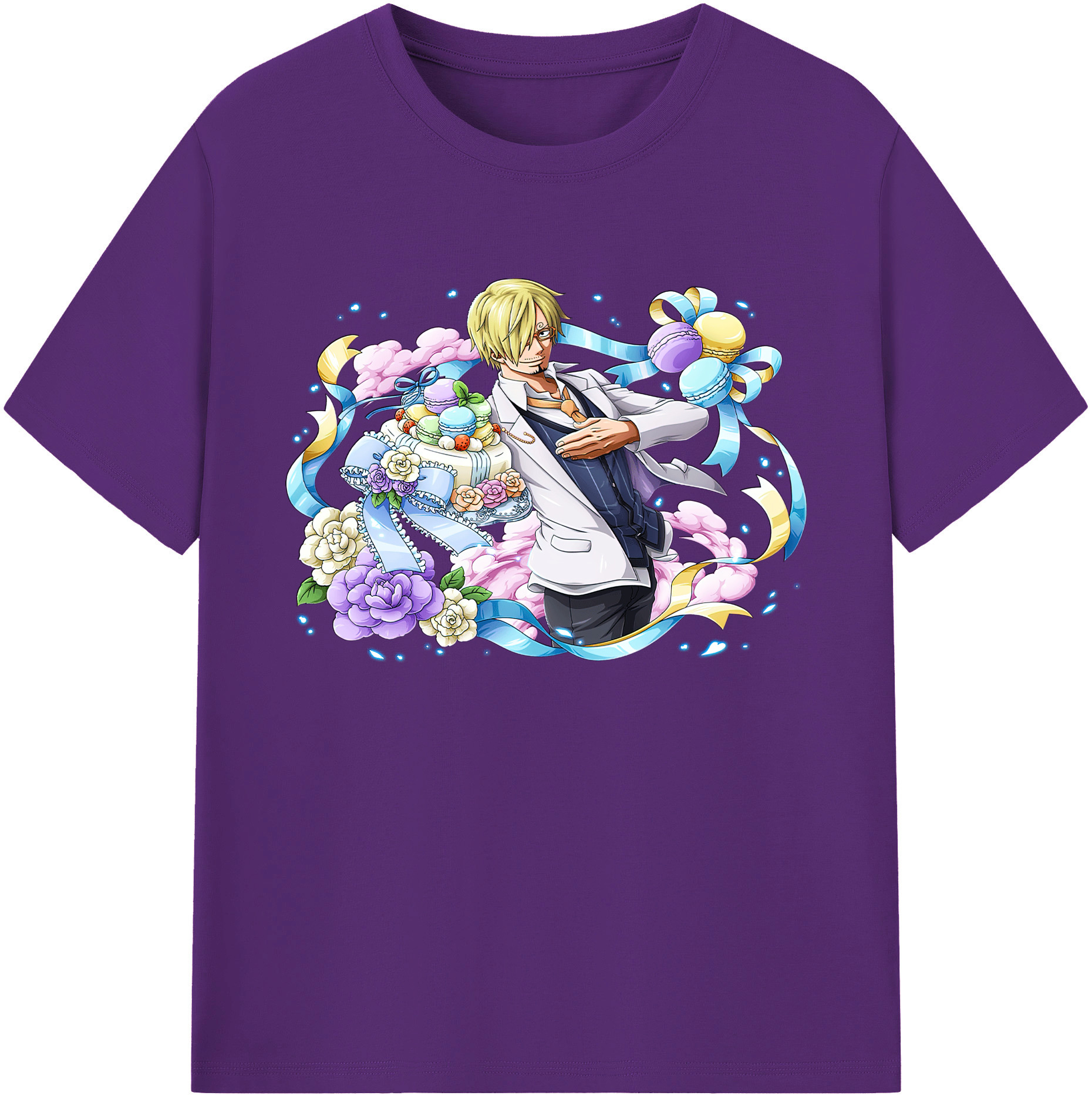 （画像用） ワンピース サンジ ONE PIECE Sanji 綿100％ メンズ半袖Tシャツ｜肌触りやわらか＆通気性