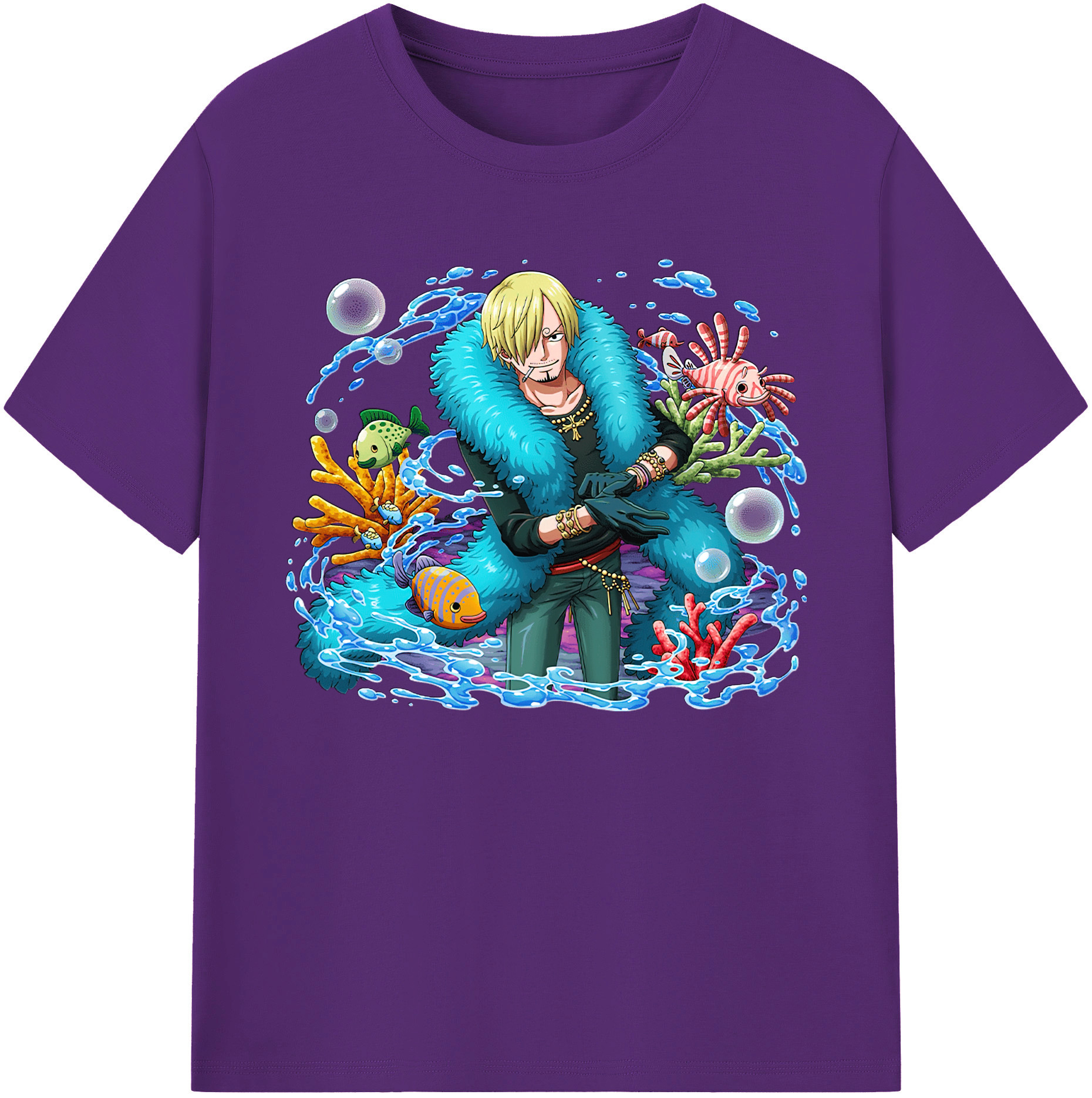 （画像用） ワンピース サンジ ONE PIECE Sanji 綿100％ メンズ半袖Tシャツ｜肌触りやわらか＆通気性