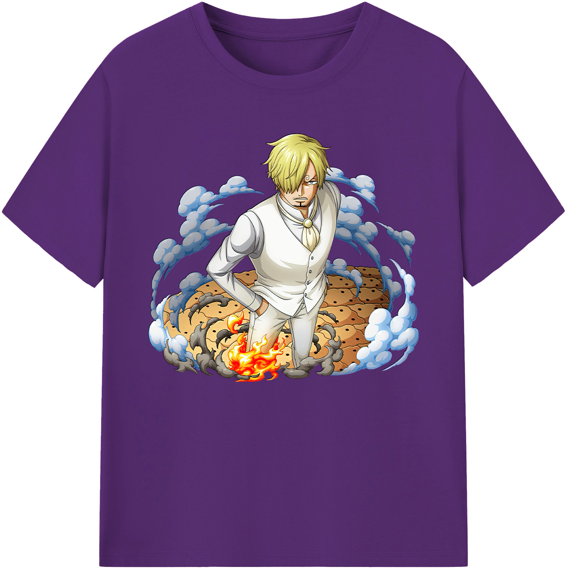 （画像用） ワンピース サンジ ONE PIECE Sanji 綿100％ メンズ半袖Tシャツ｜肌触りやわらか＆通気性
