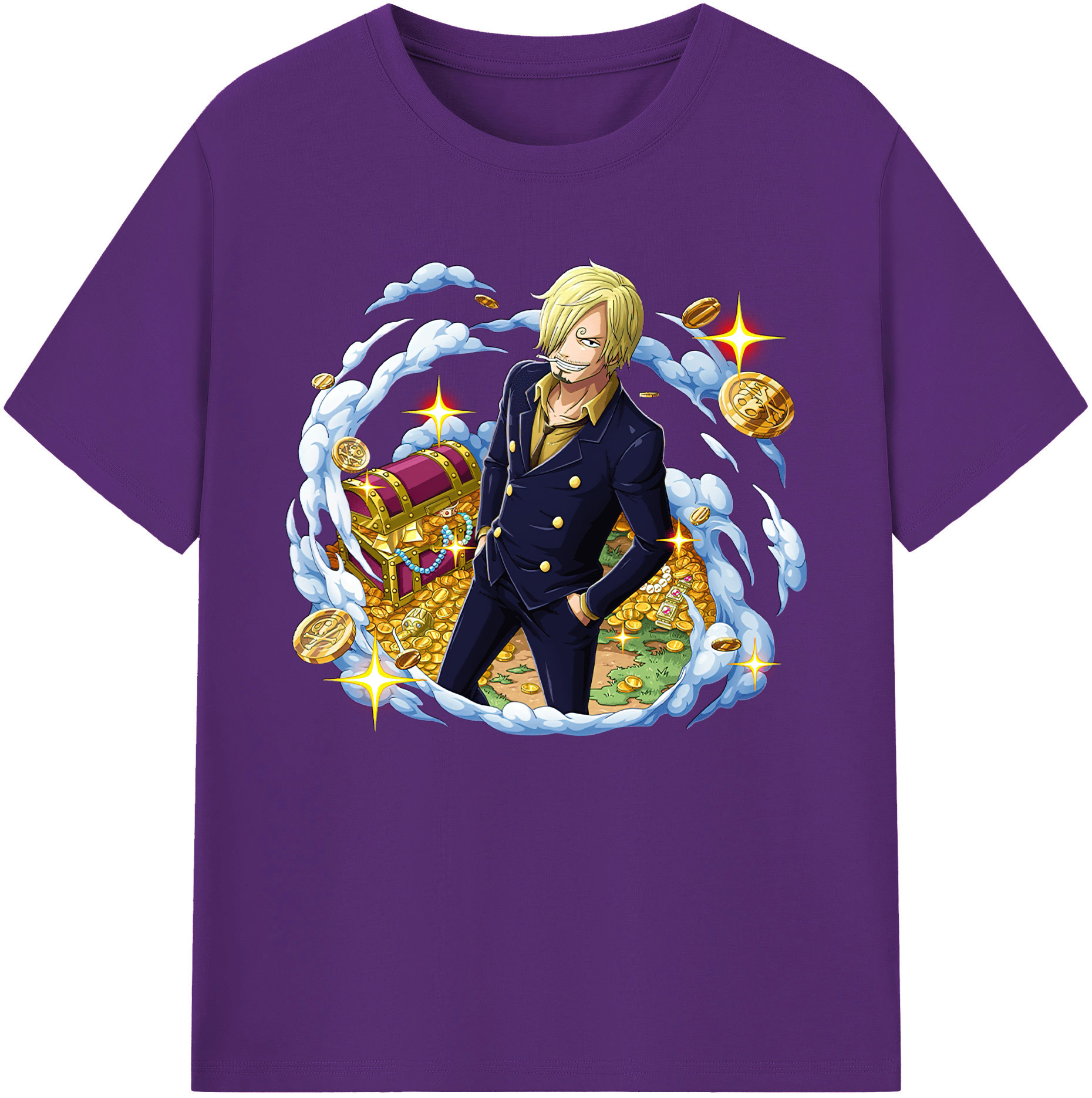 （画像用） ワンピース サンジ ONE PIECE Sanji 綿100％ メンズ半袖Tシャツ｜肌触りやわらか＆通気性