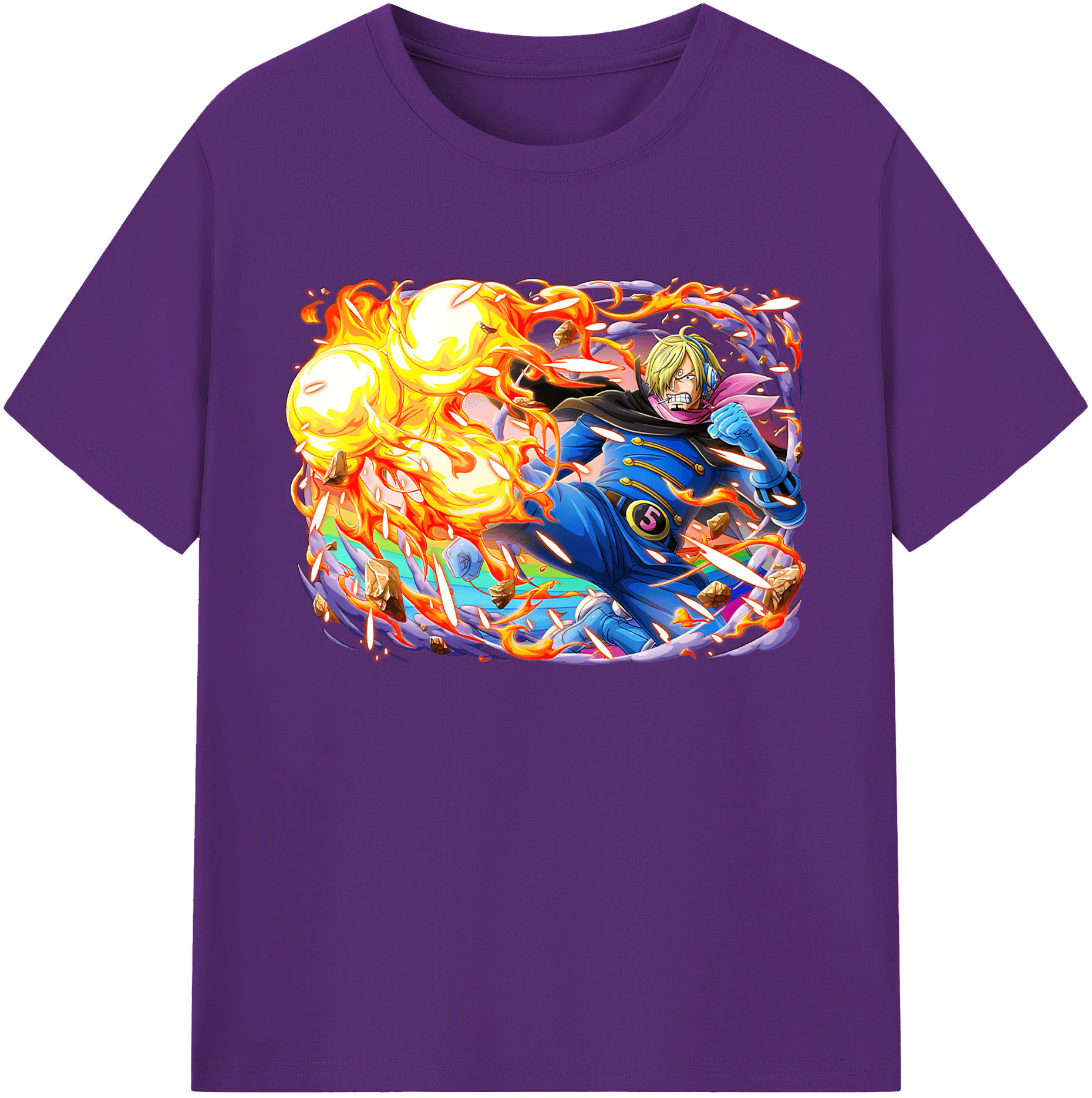（画像用） ワンピース サンジ ONE PIECE Sanji 綿100％ メンズ半袖Tシャツ｜肌触りやわらか＆通気性