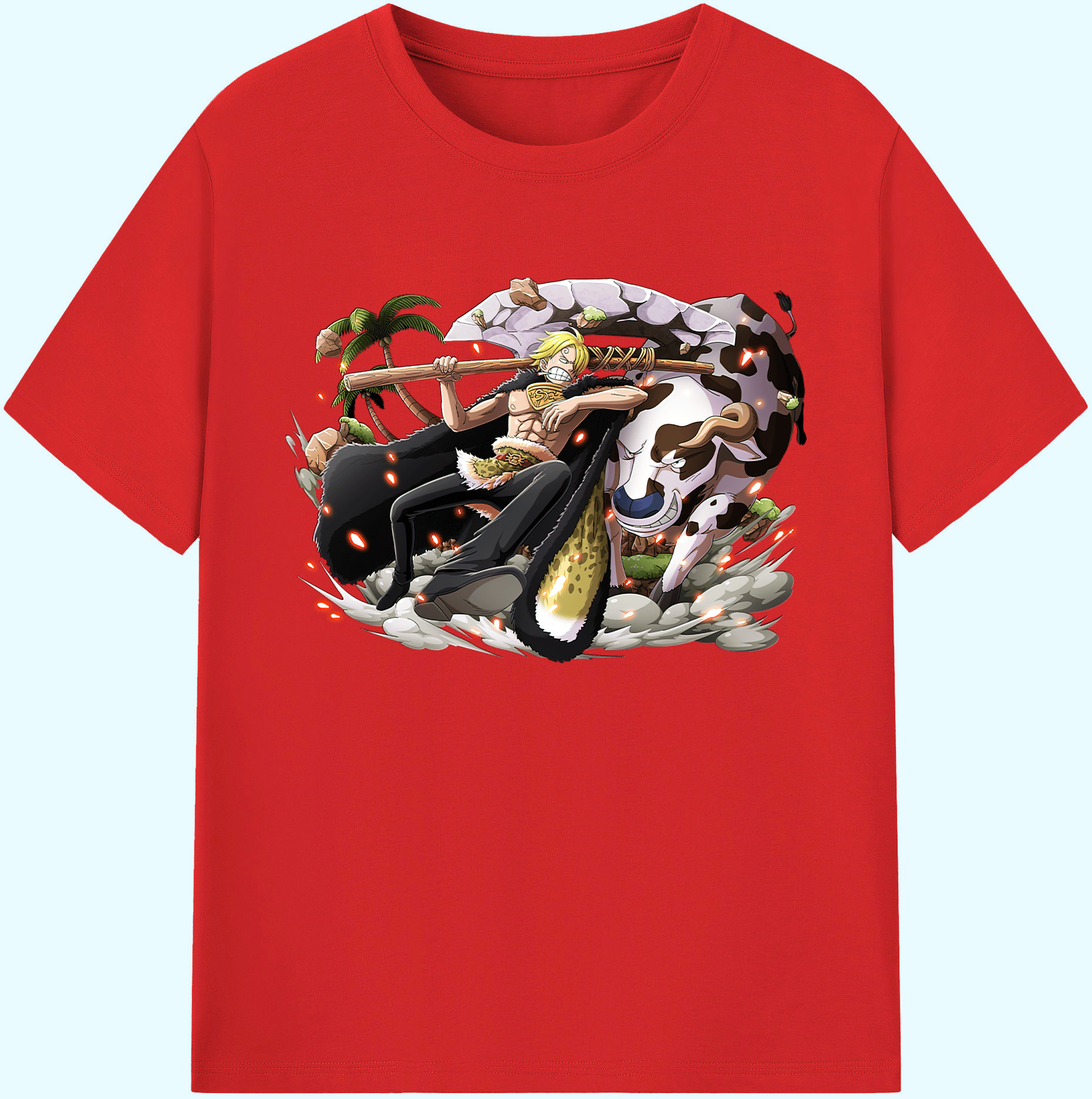 （画像用） ワンピース サンジ ONE PIECE Sanji 綿100％ メンズ半袖Tシャツ｜肌触りやわらか＆通気性