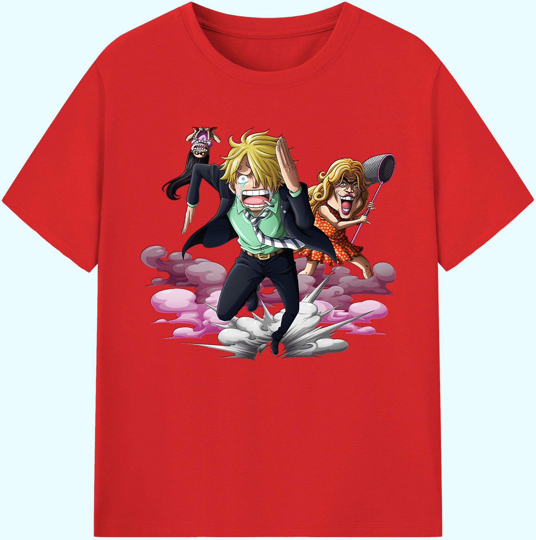 （画像用） ワンピース サンジ ONE PIECE Sanji 綿100％ メンズ半袖Tシャツ｜肌触りやわらか＆通気性