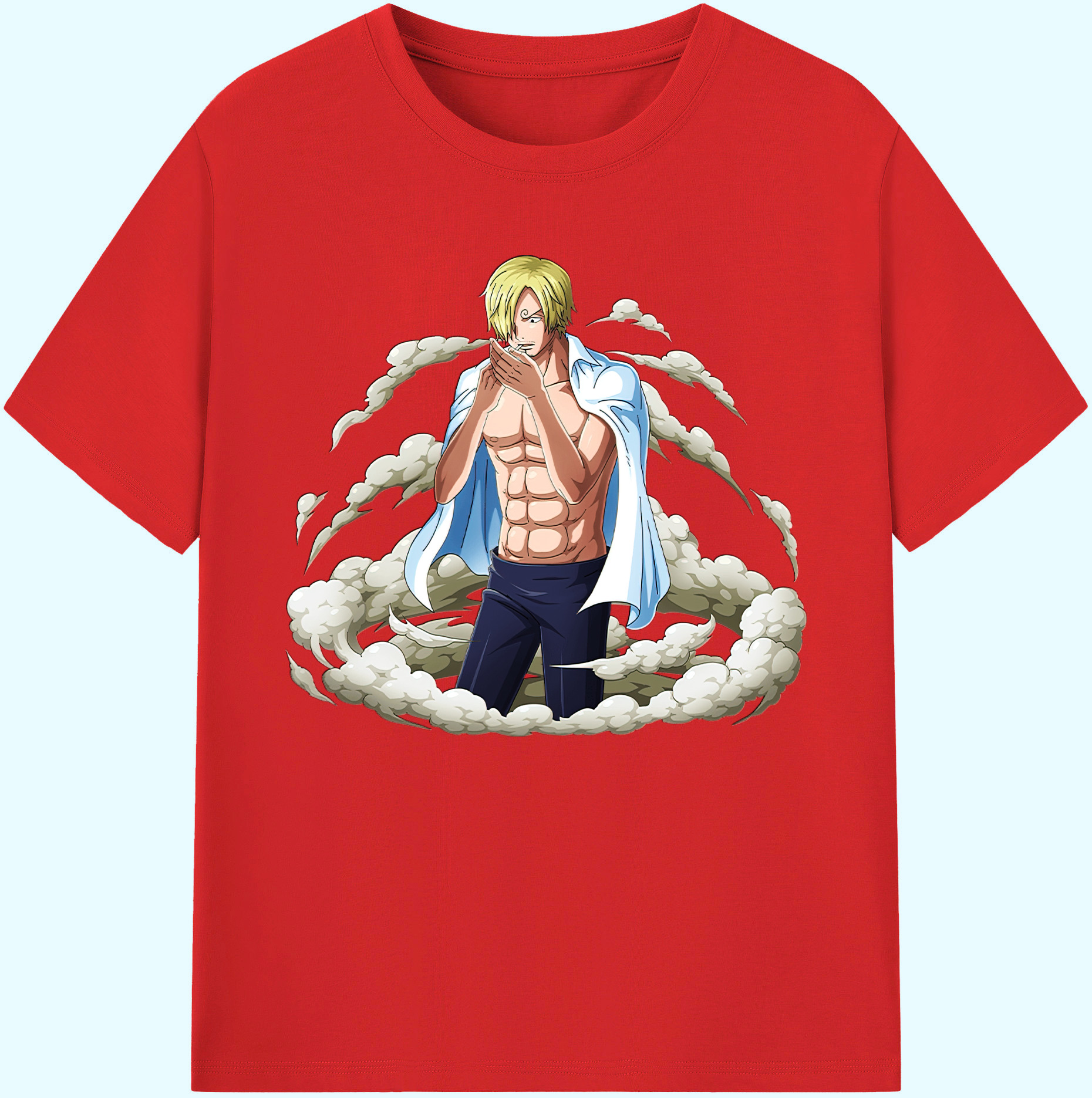 （画像用） ワンピース サンジ ONE PIECE Sanji 綿100％ メンズ半袖Tシャツ｜肌触りやわらか＆通気性