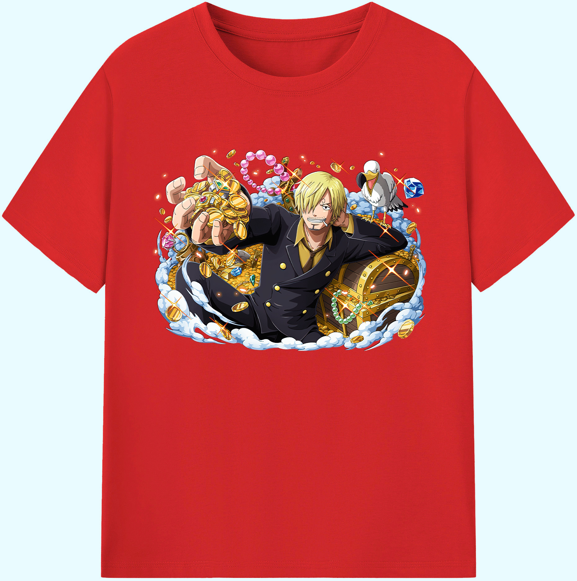 （画像用） ワンピース サンジ ONE PIECE Sanji 綿100％ メンズ半袖Tシャツ｜肌触りやわらか＆通気性